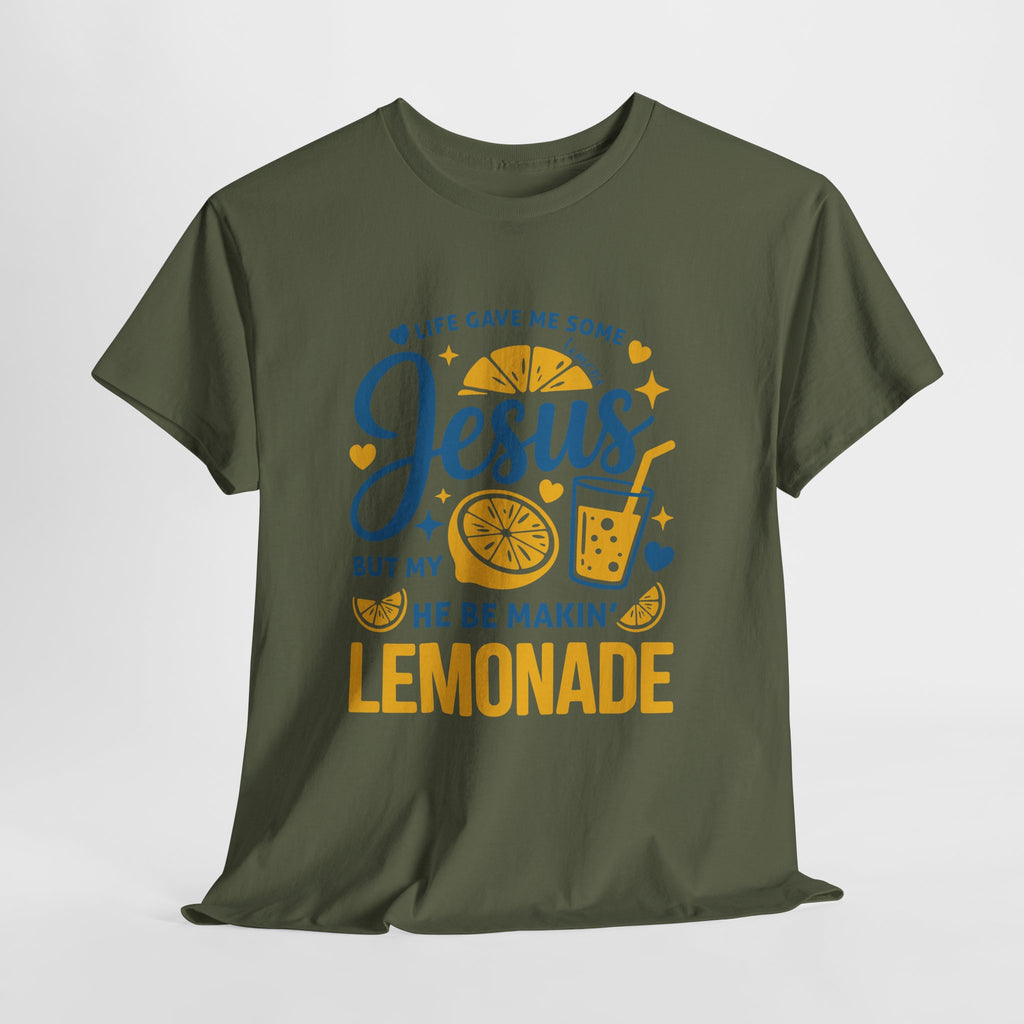 Christian Lemonade T-Shirt — “Life gave me some lemons but my Jesus He be makin’ lemonade”. Unisex Cotton Tee