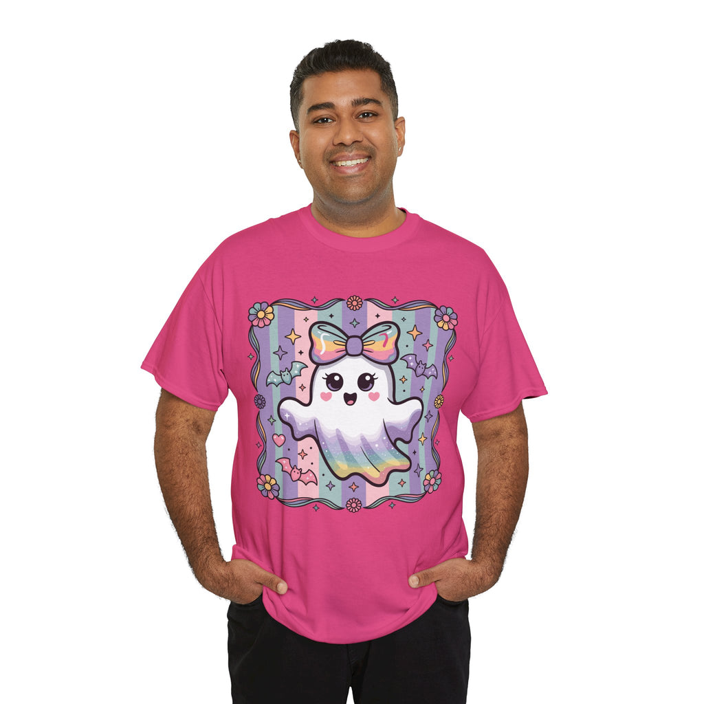 Pastel Ghost Rainbow Bow Unisex Cotton Tee