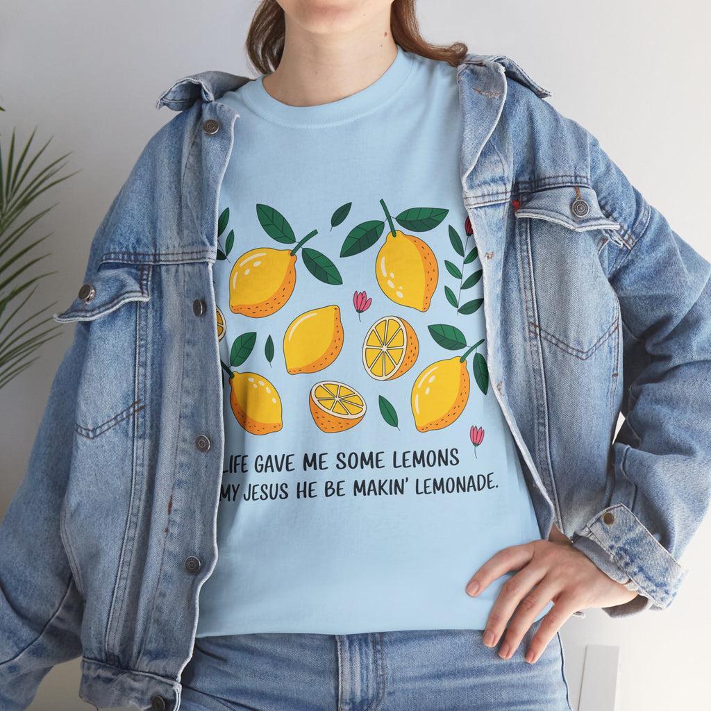 Christian Lemonade Tee — "Life gave me some lemons but my Jesus he be makin’ lemonade"Unisex Cotton Tee