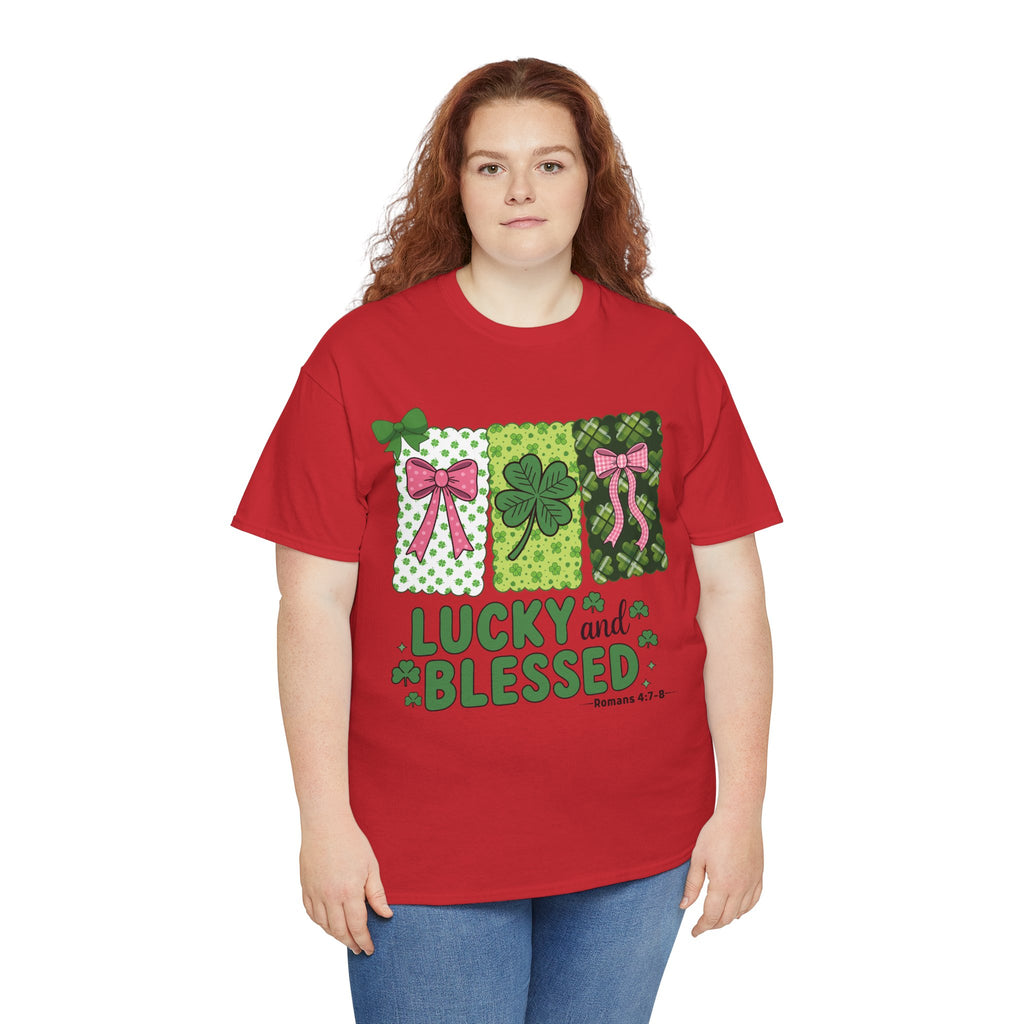 Lucky and Blessed Clover Unisex Cotton Tee