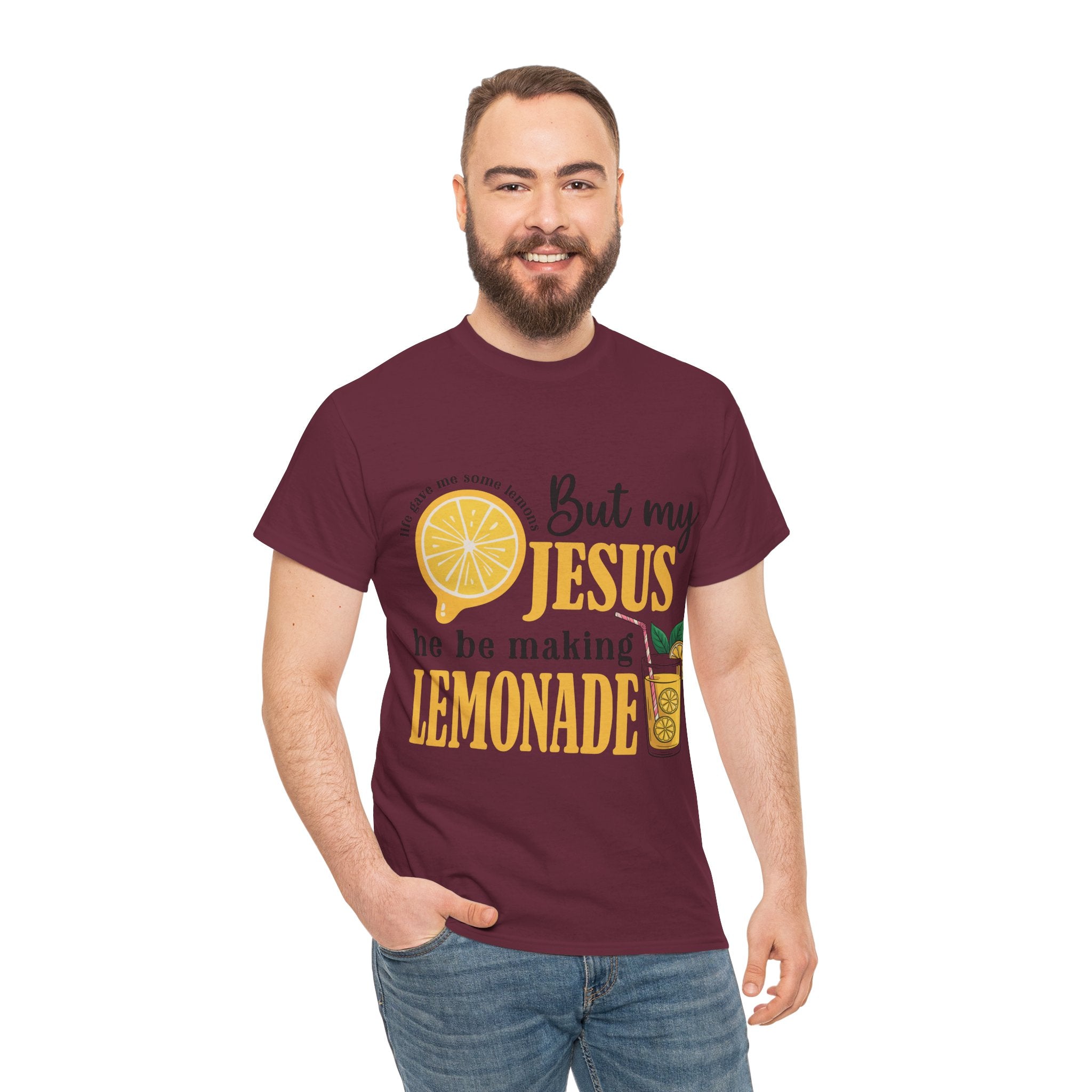 Jesus Lemonade Tee — Lemon Slice & Glass Graphic Christian Unisex Cotton T-Shirt