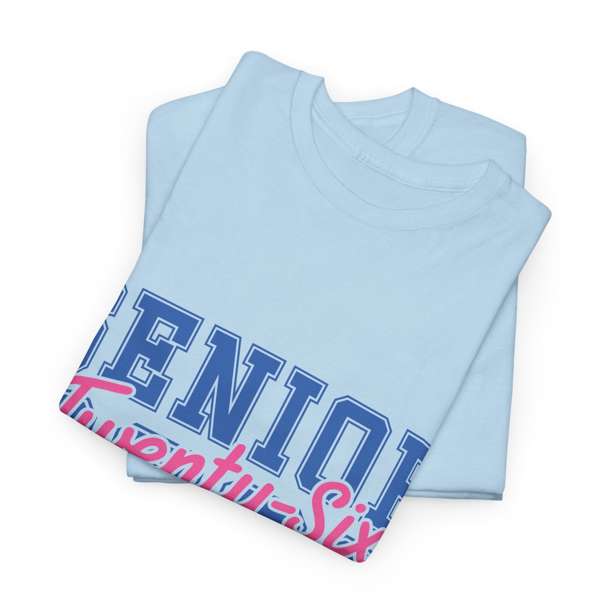 Senior 2026 Tee — Pink Varsity Block with Blue Script Overlay Unisex Cotton Tee