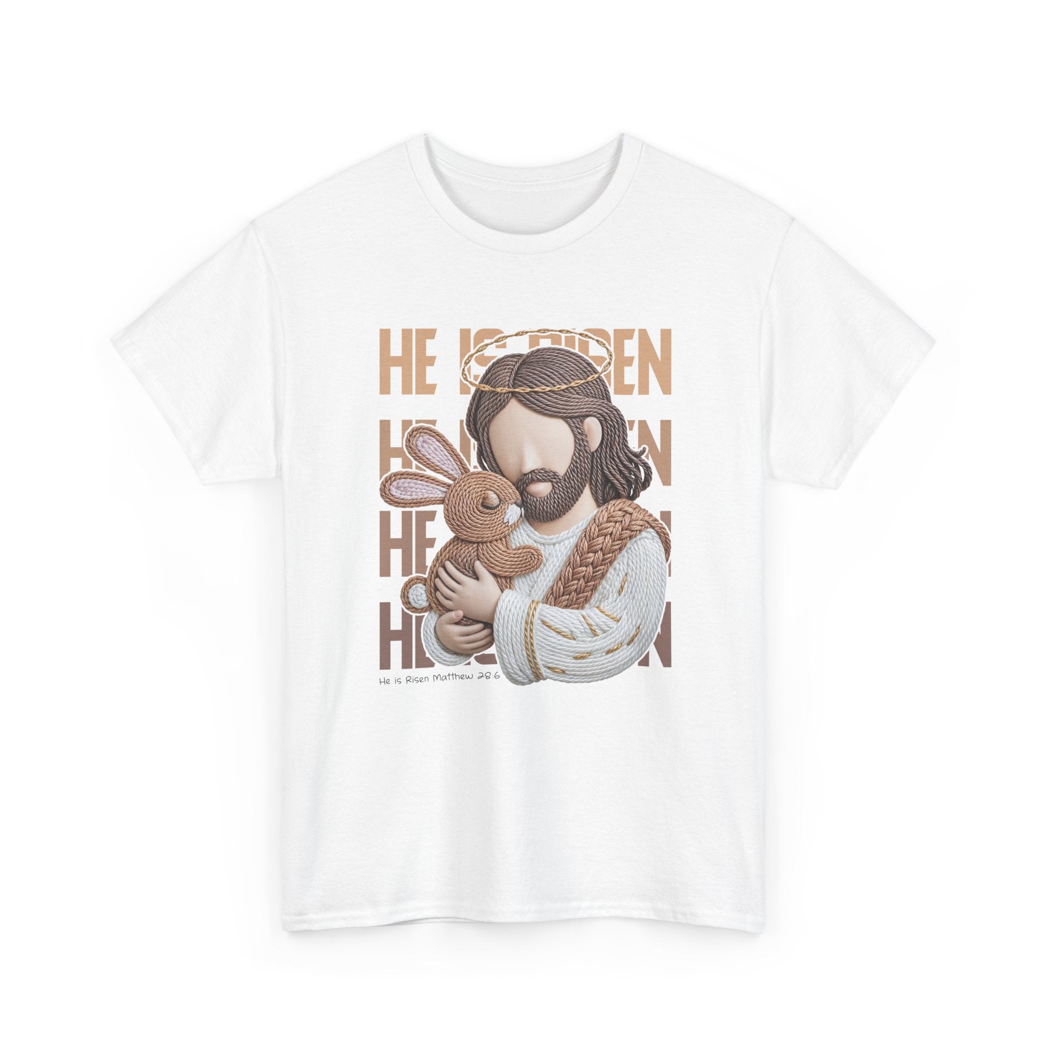 He Is Risen Matthew 28:6 Jesus With Lamb Unisex Cotton T-Shirt