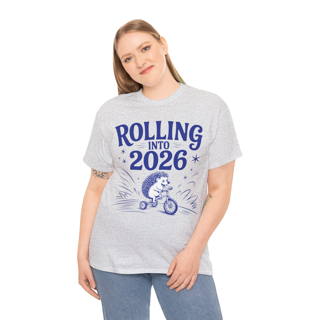 Rolling Into 2026 Hedgehog Tricycle Unisex Cotton Tee