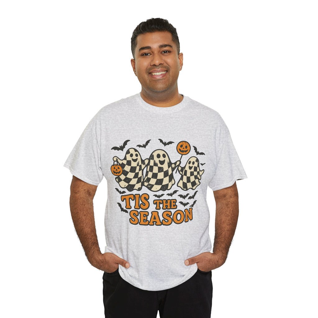 Halloween Ghosts Checker Pattern Unisex Cotton Tee