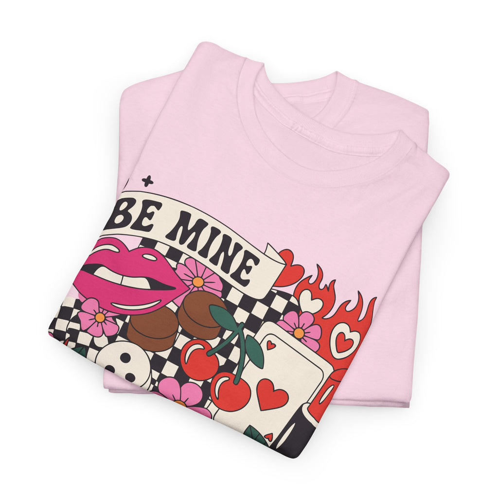 Be Mine Valentine Pop-Art Tee — Lips, Cherries & Retro Valentine Collage...Unisex Cotton Tee