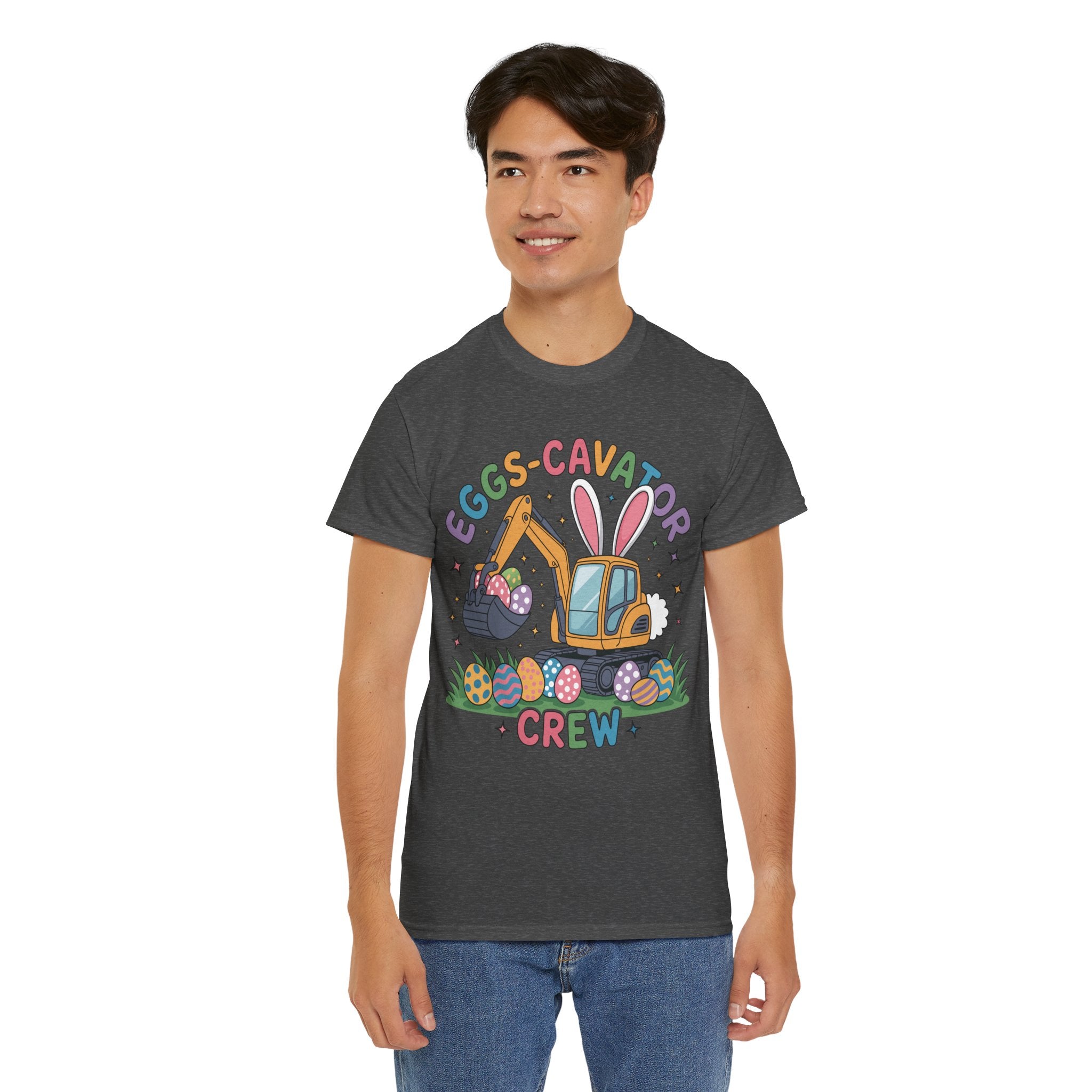 Easter 'Eggs-cavator Crew' Kids Tee — Excavator Bunny & Eggs Unisex Cotton Tee