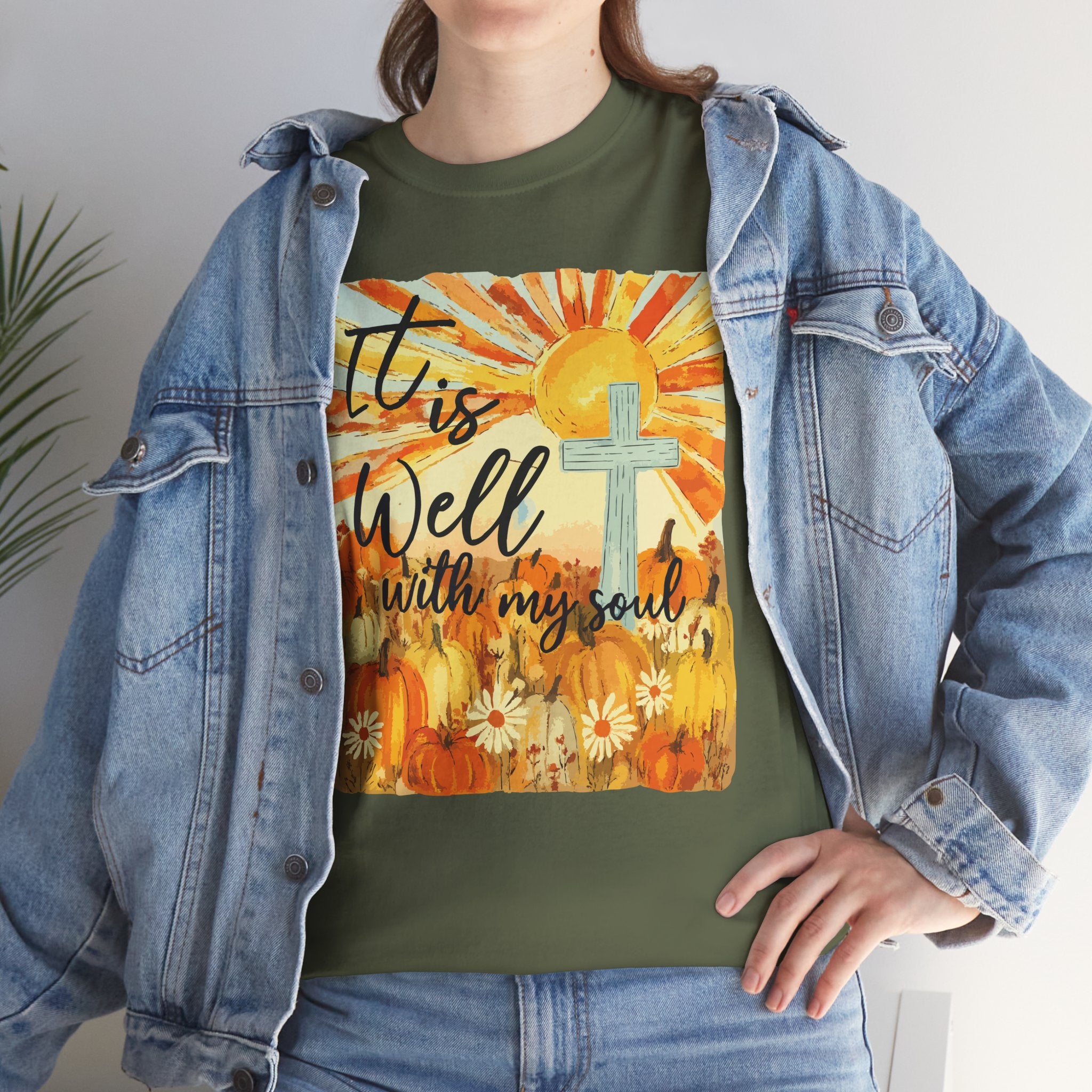It Is Well With My Soul Pumpkin Sunrise Unisex Cotton T-Shirt