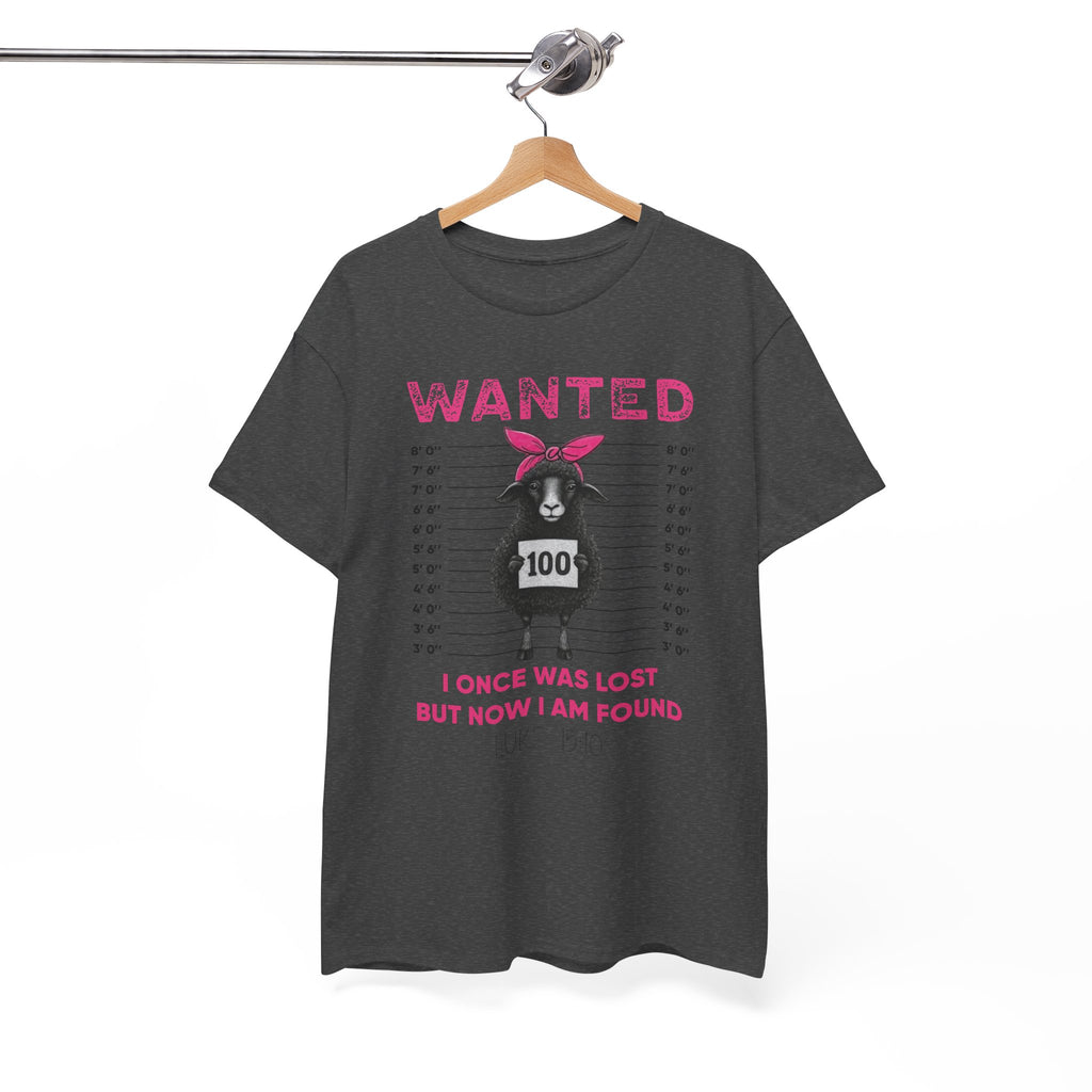 WANTED Black Sheep 'I Once Was Lost But Now I Am Found' Unisex Cotton T-Shirt