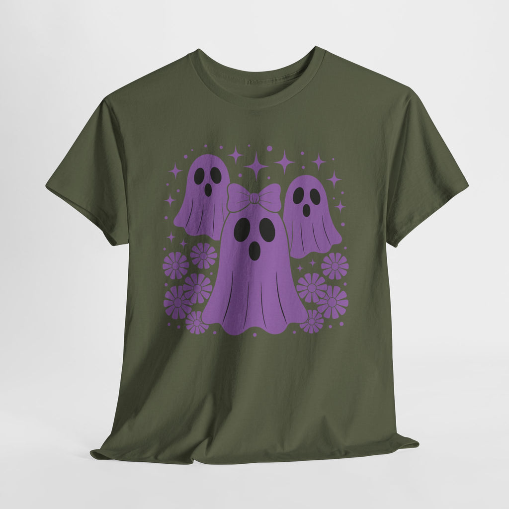 Purple Ghost Halloween Unisex Cotton Tee
