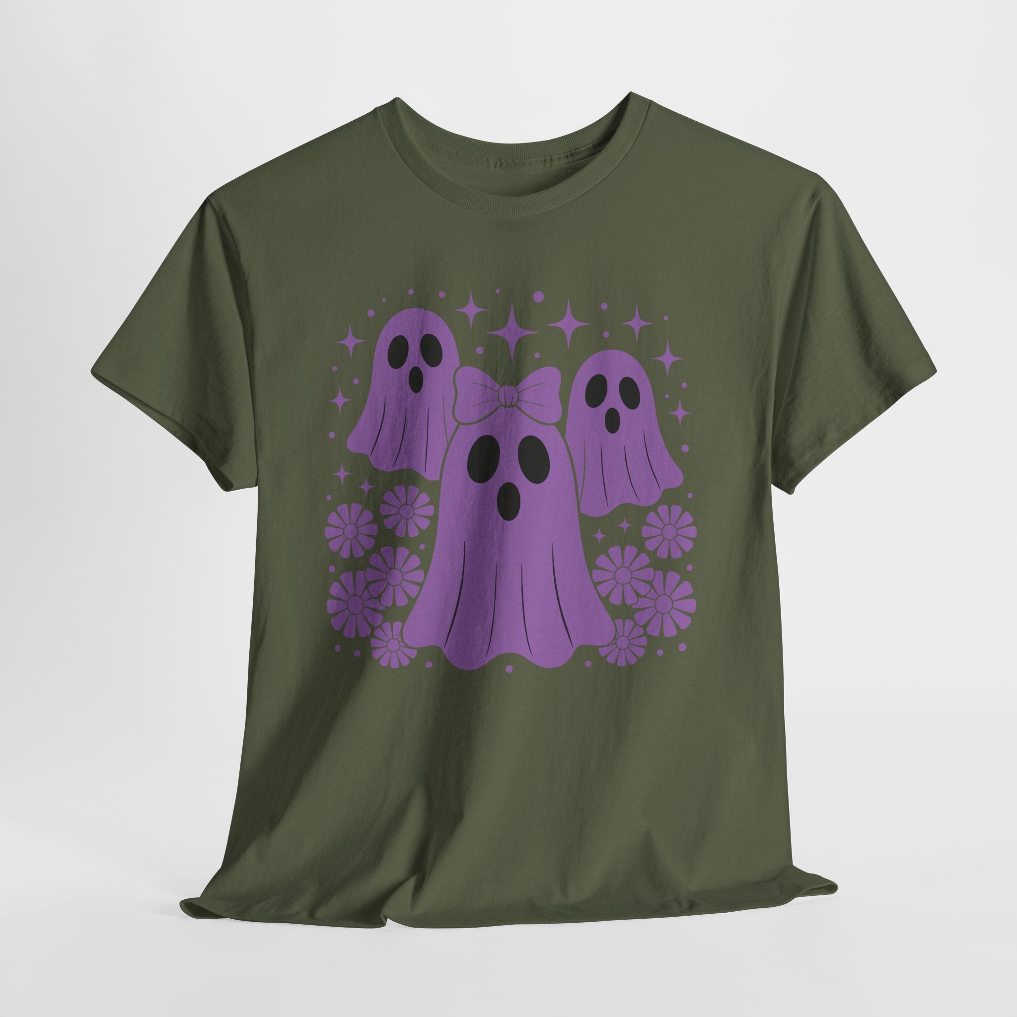 Purple Ghost Halloween Unisex Cotton Tee