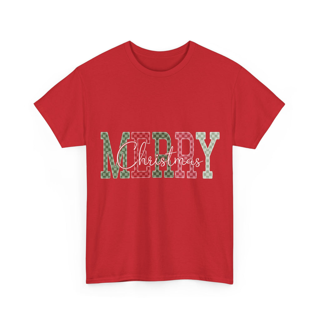 Plaid Merry Christmas Unisex Cotton Tee