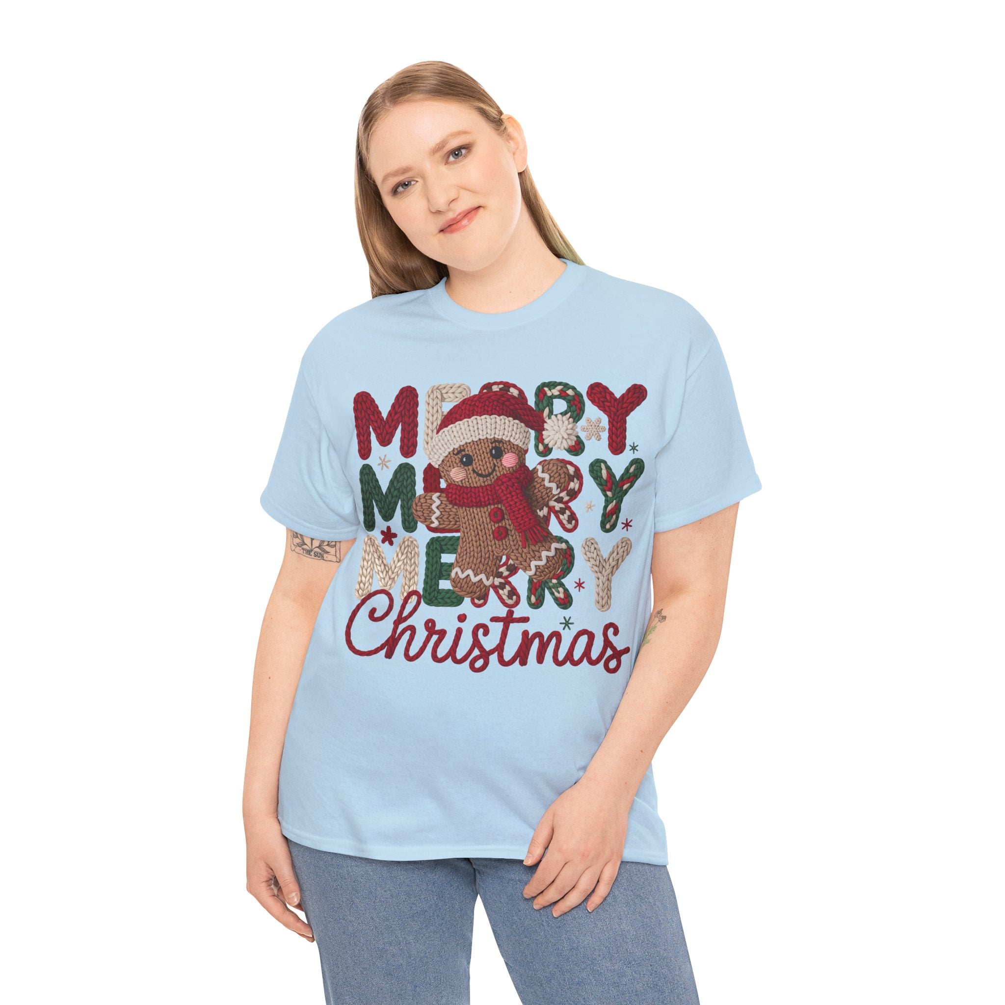 Merry Merry Merry Christmas Gingerbread Unisex Cotton Tee