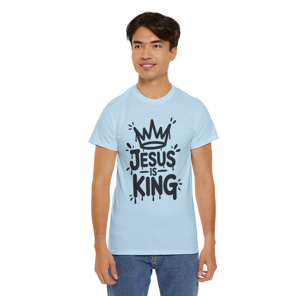 Jesus Is King Crown T-Shirt — Minimalist Christian Unisex Cotton Tee