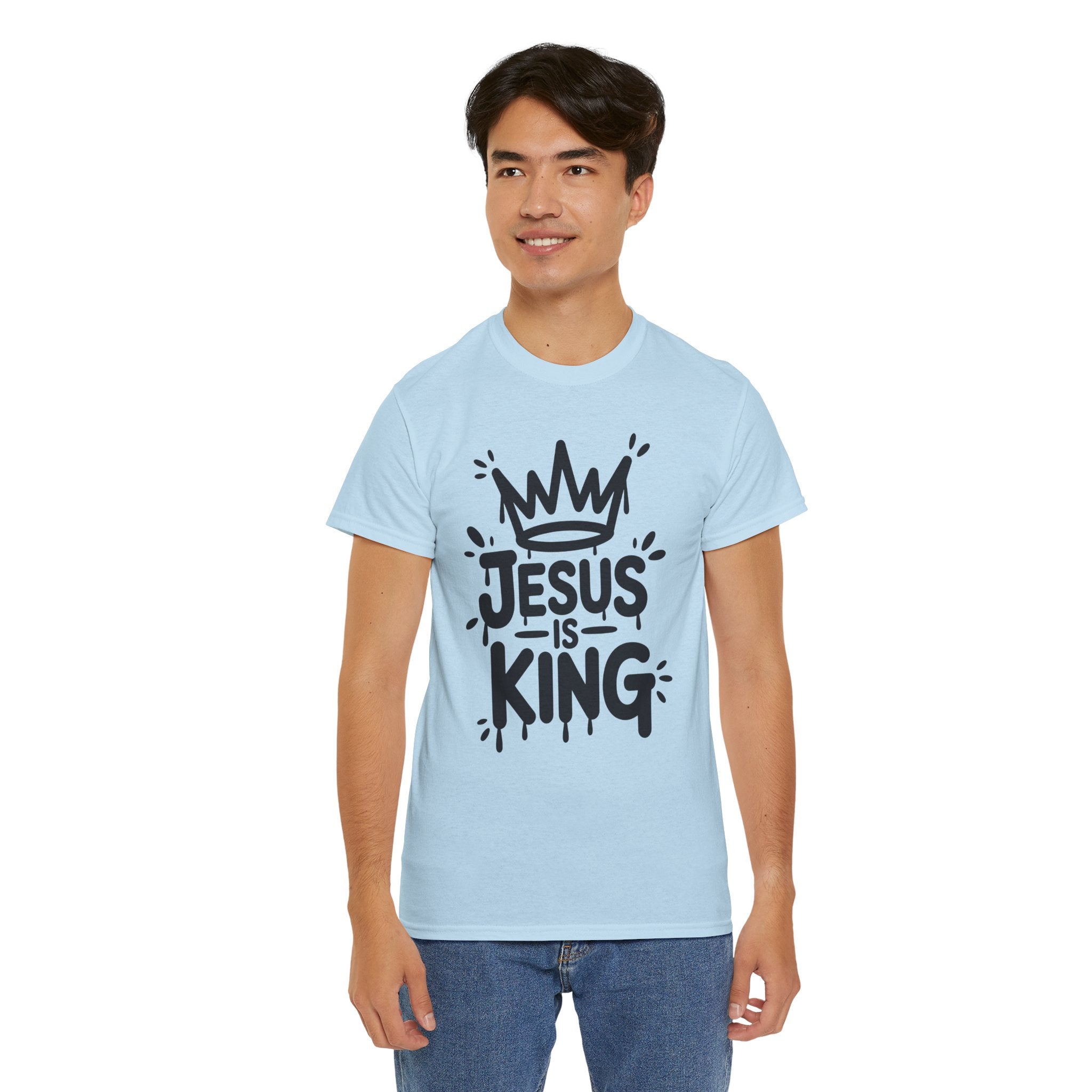 Jesus Is King Crown T-Shirt — Minimalist Christian Unisex Cotton Tee