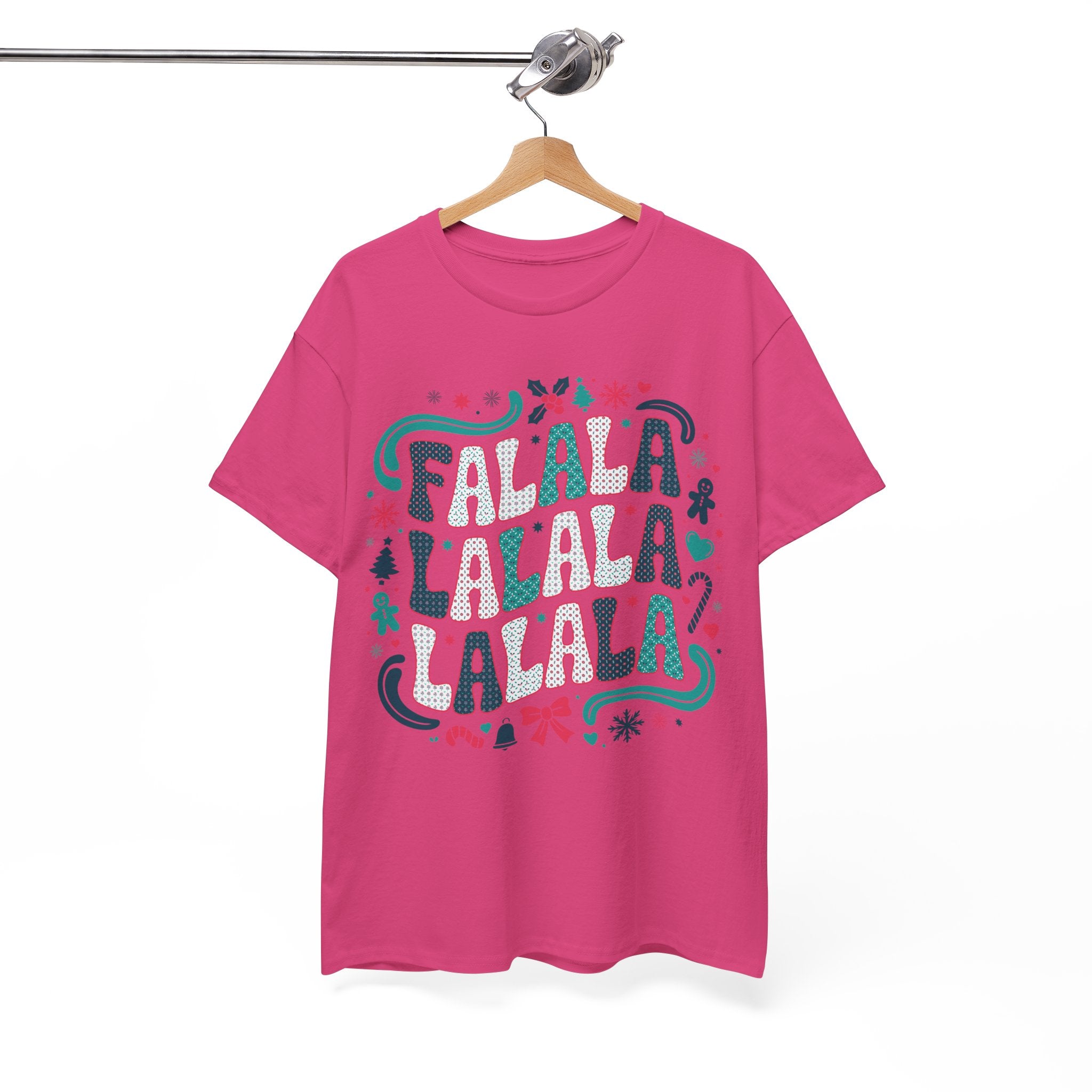Fa La La La La Christmas T-Shirt — Festive Candy Cane & Gingerbread Holiday Unisex Cotton Tee