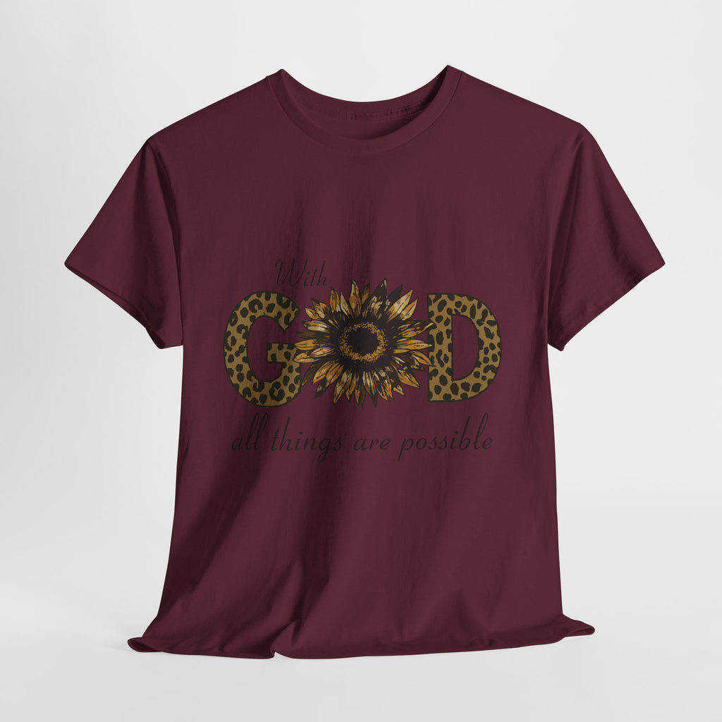 GOD Leopard Print Sunflower Unisex Cotton Tee