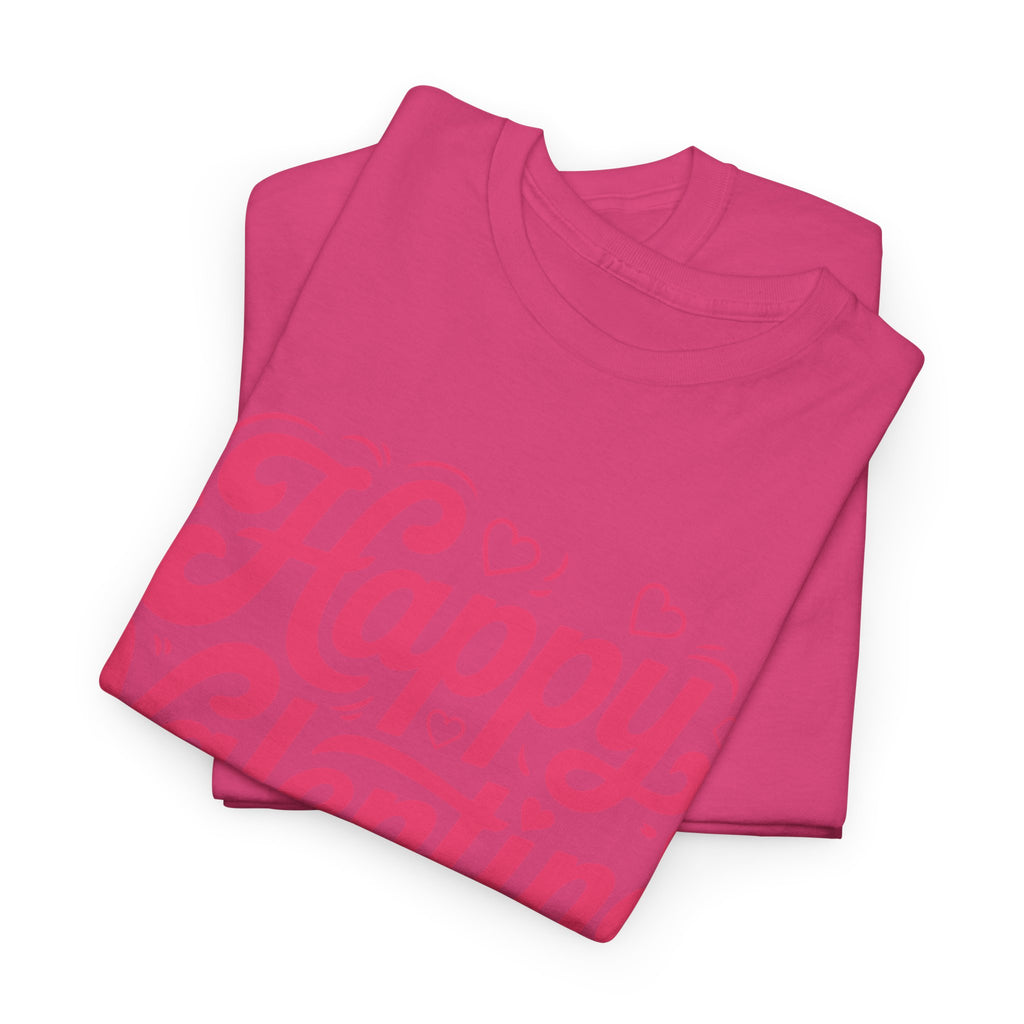 Happy Valentine Day Tee — Pink Heart & Love Icons Valentine's Unisex Cotton Shirt