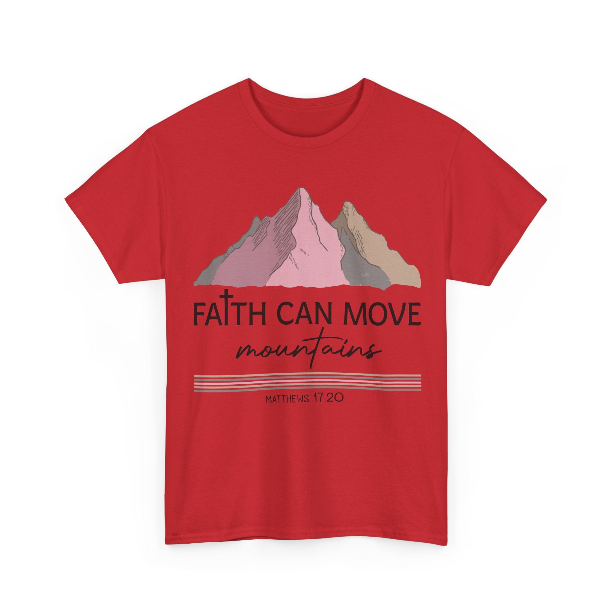 Faith Can Move Mountains Mountain Tee — Pastel Inspirational Christian Unisex Cotton T-Shirt
