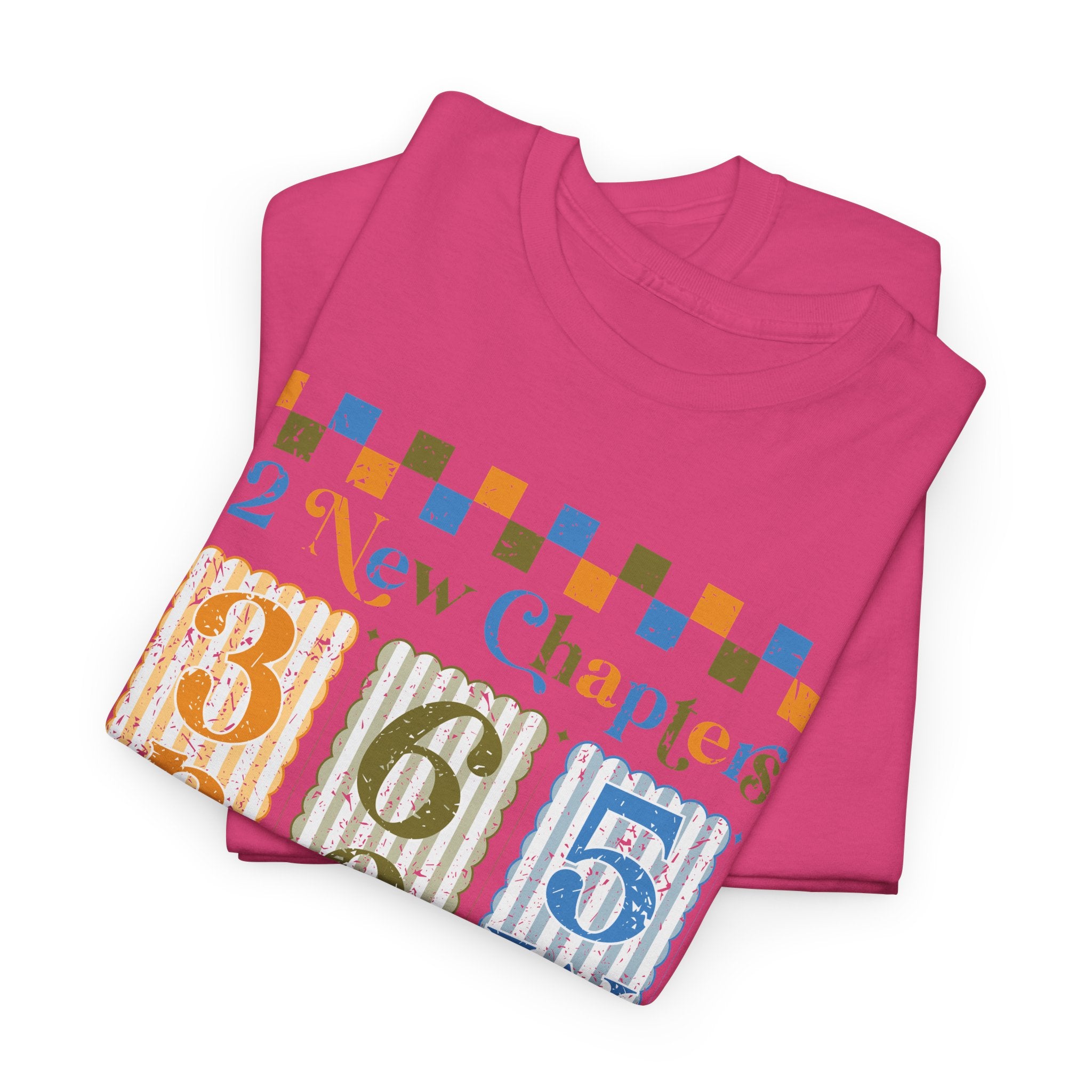 Retro '12 New Chapters, 365 New Chances' T-Shirt — Colorful Distressed Vintage Unisex Cotton Tee