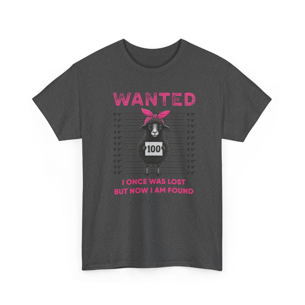 WANTED Black Sheep 'I Once Was Lost But Now I Am Found' Unisex Cotton T-Shirt