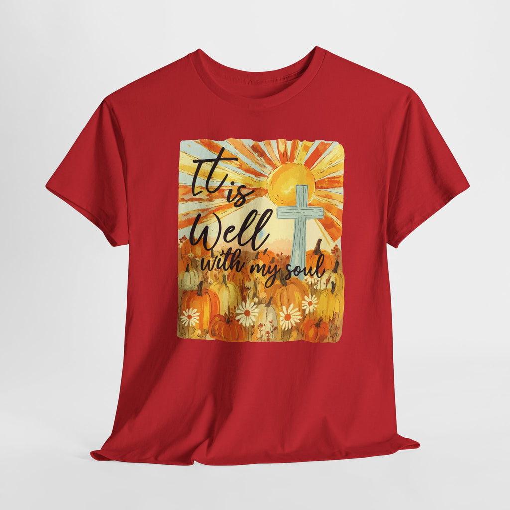 It Is Well With My Soul Pumpkin Sunrise Unisex Cotton T-Shirt