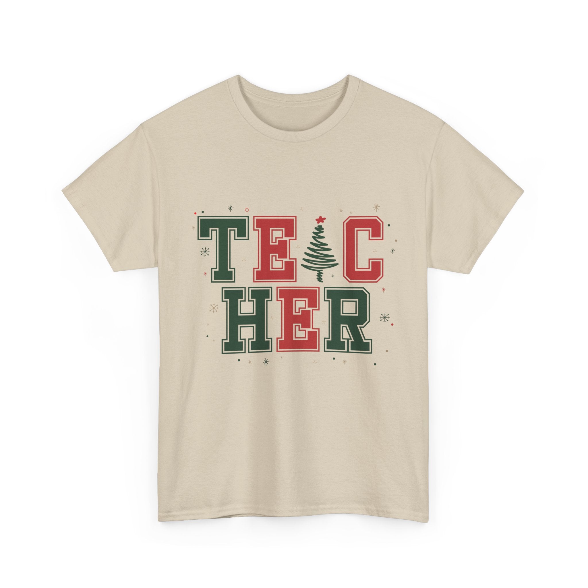 Teacher Christmas Varsity T-Shirt — Red & Green Holiday Unisex Cotton Tee