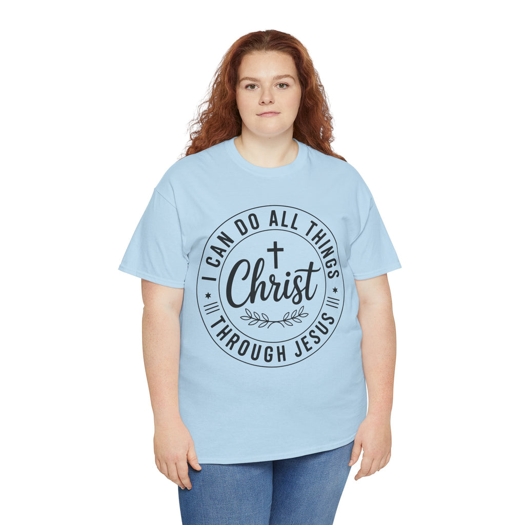 Christian Cross T‑Shirt — "I Can Do All Things Through Christ" Unisex Cotton tee