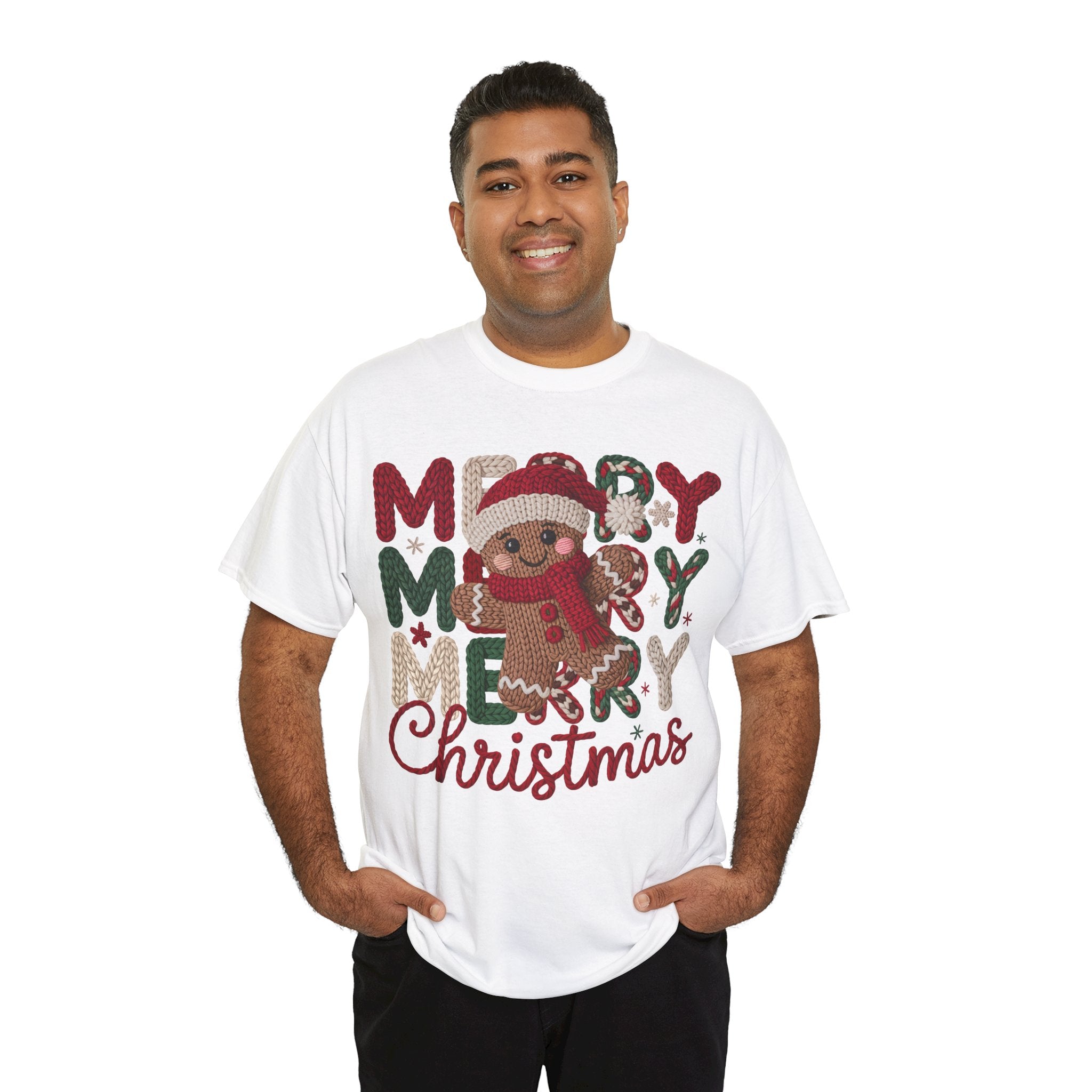 Merry Merry Merry Christmas Gingerbread Unisex Cotton Tee