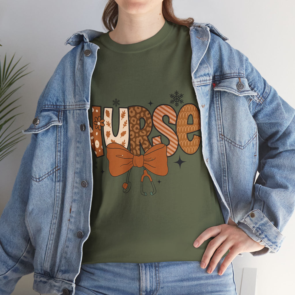 NURSE Fall Stethoscope Tee — Brown Autumn Nurse Unisex CottonT shirt
