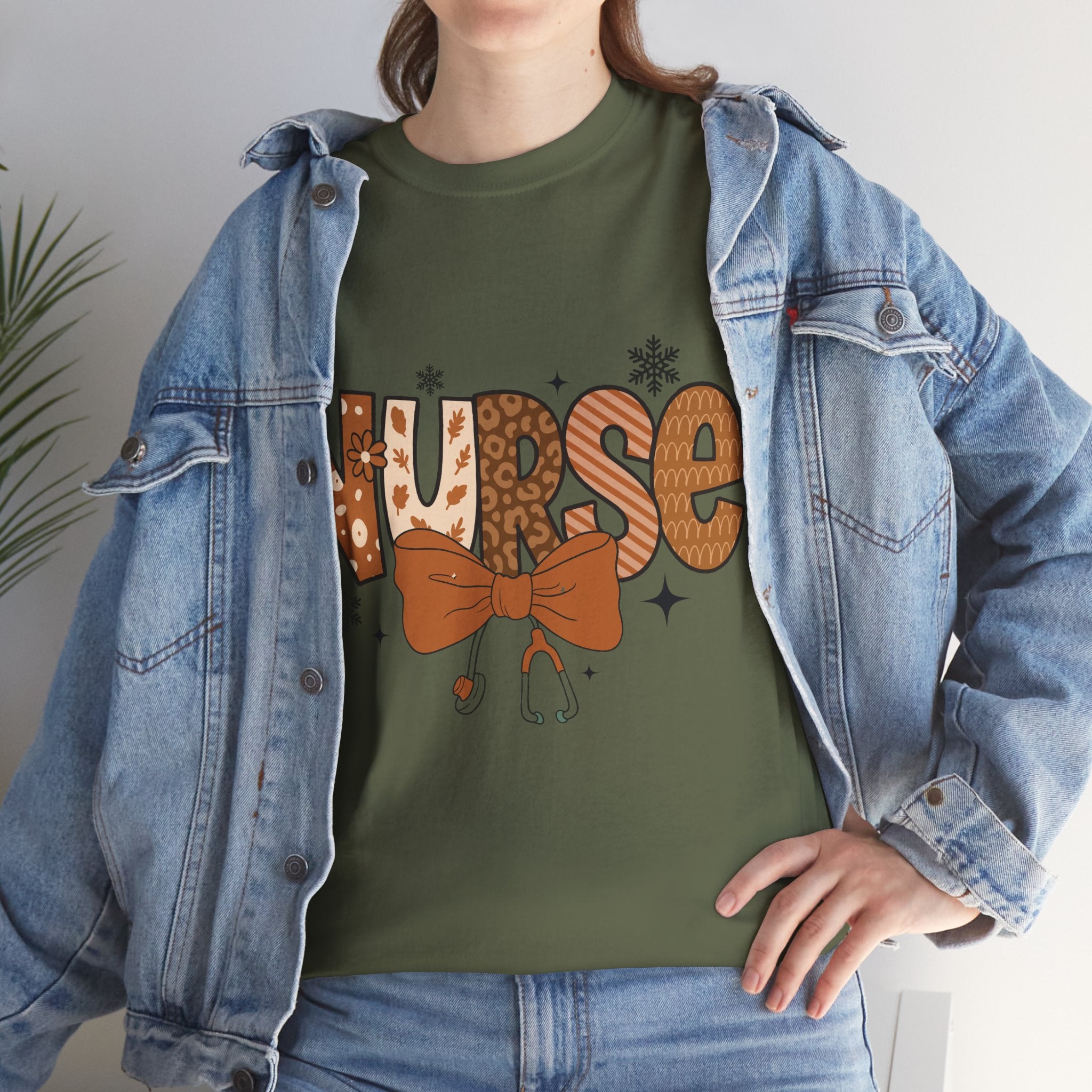 NURSE Fall Stethoscope Tee — Brown Autumn Nurse Unisex CottonT shirt