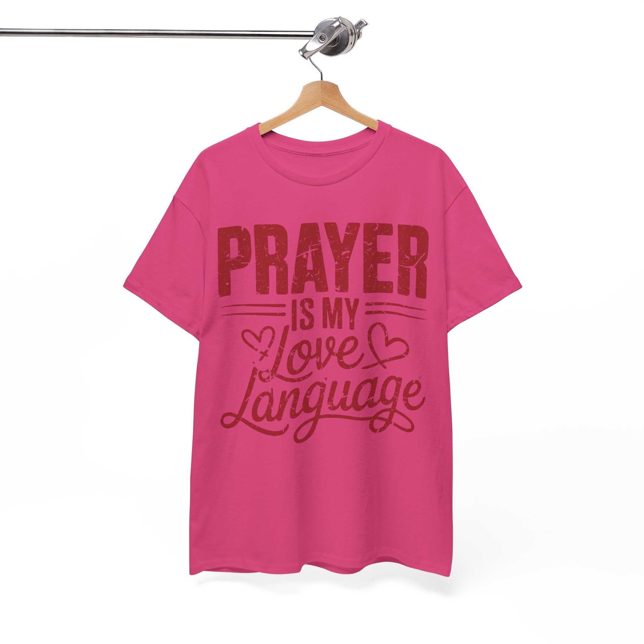 Prayer Is My Love Language T-Shirt — Faith-Inspired Red Hearts Unisex Cotton Tee