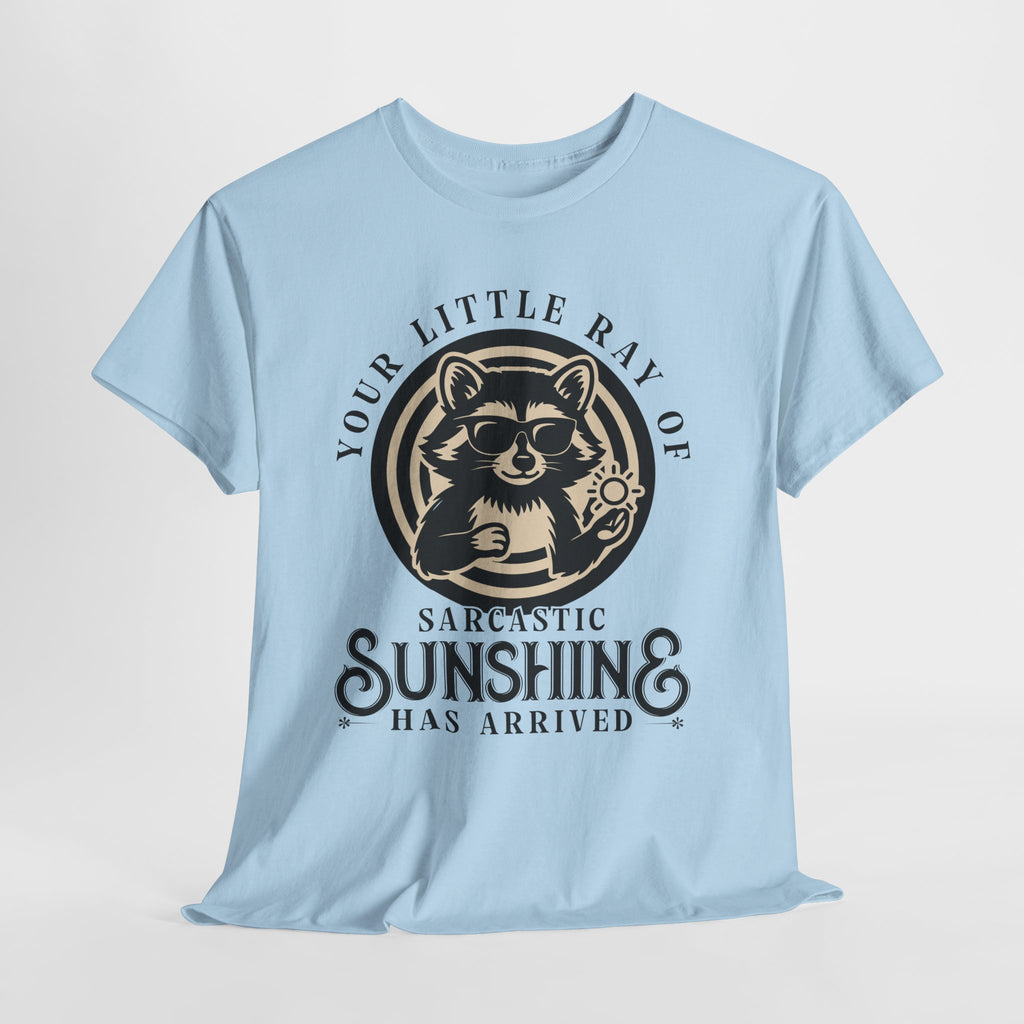 Cool Raccoon Sunglasses T-Shirt — Raccoon Holding Sun Graphic Unisex Cotton Tee