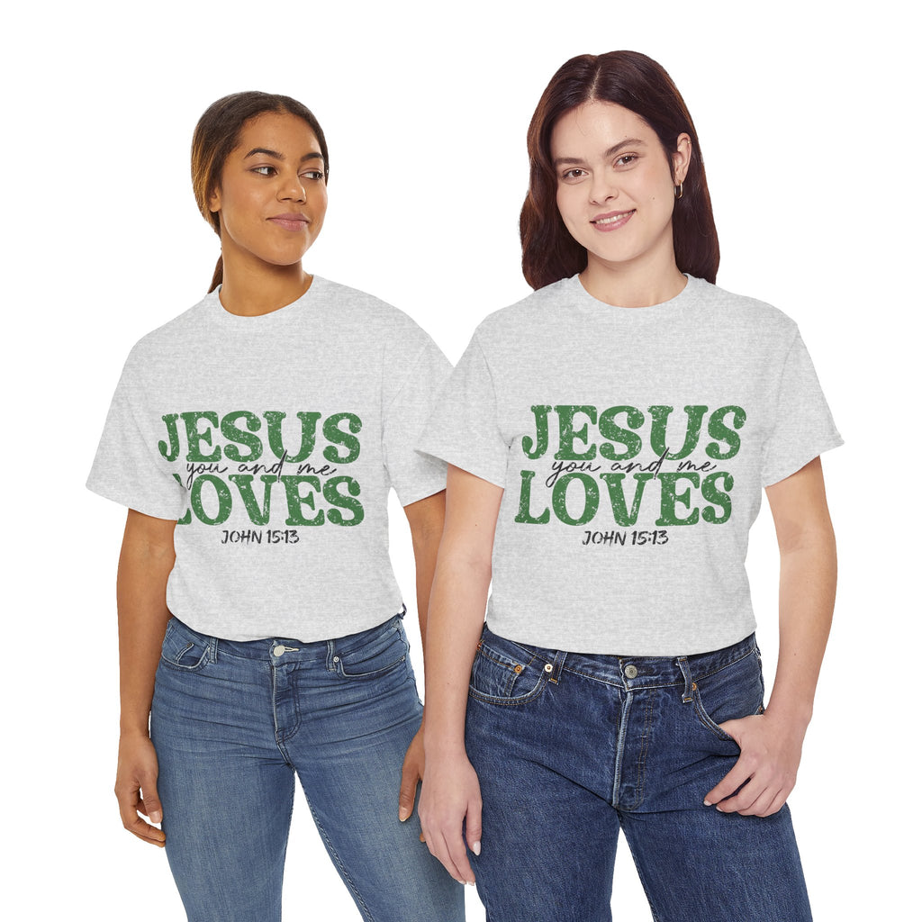Jesus Loves Vintage Tee — Green Retro Christian Unisex Cotton T-Shirt