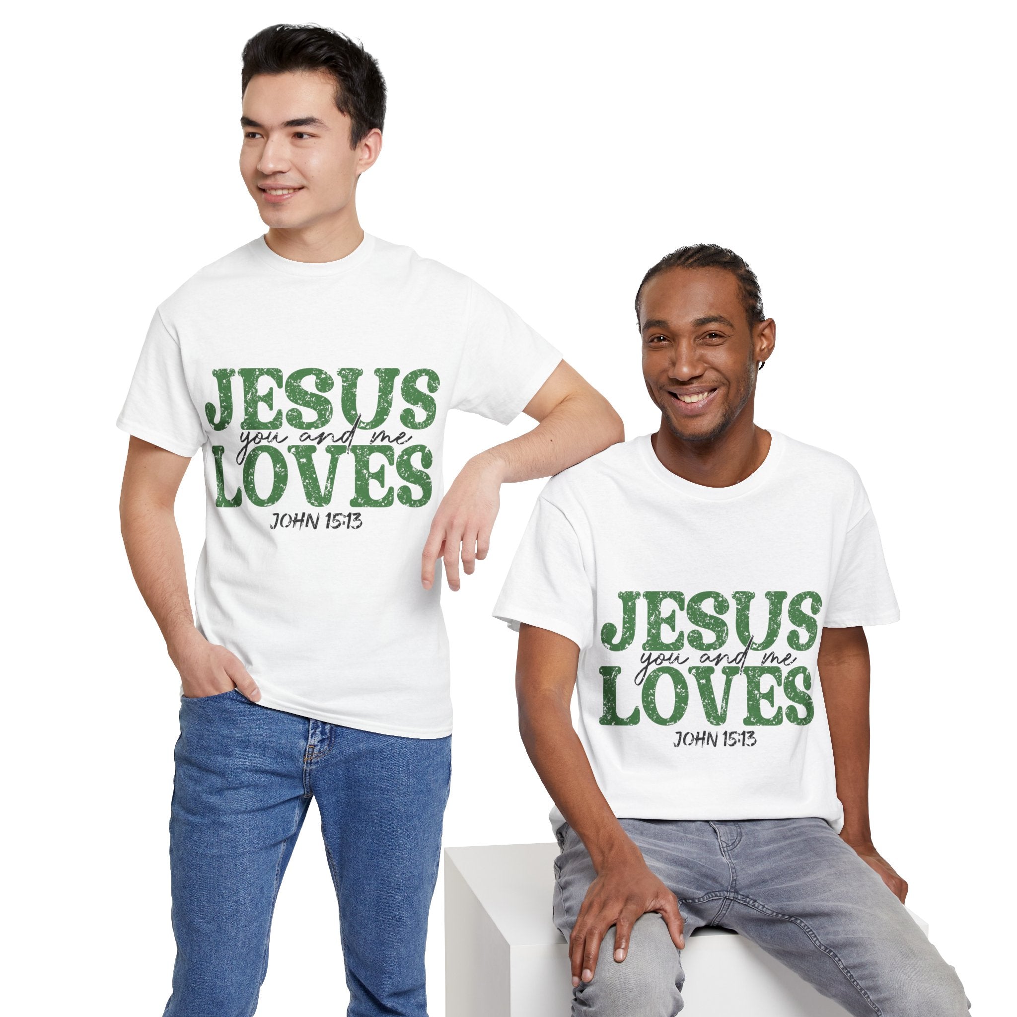 Jesus Loves Vintage Tee — Green Retro Christian Unisex Cotton T-Shirt