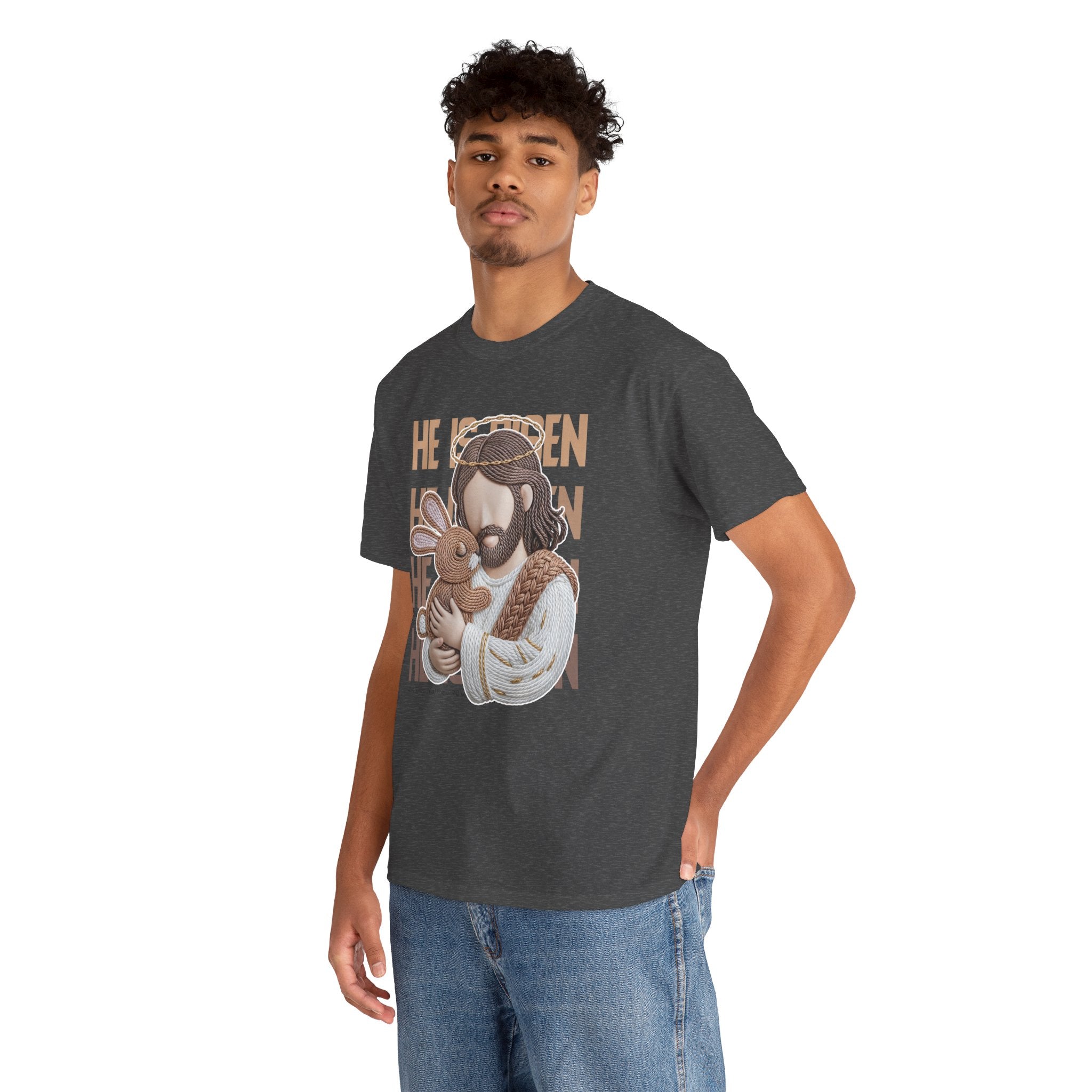 He Is Risen Matthew 28:6 Jesus With Lamb Unisex Cotton T-Shirt