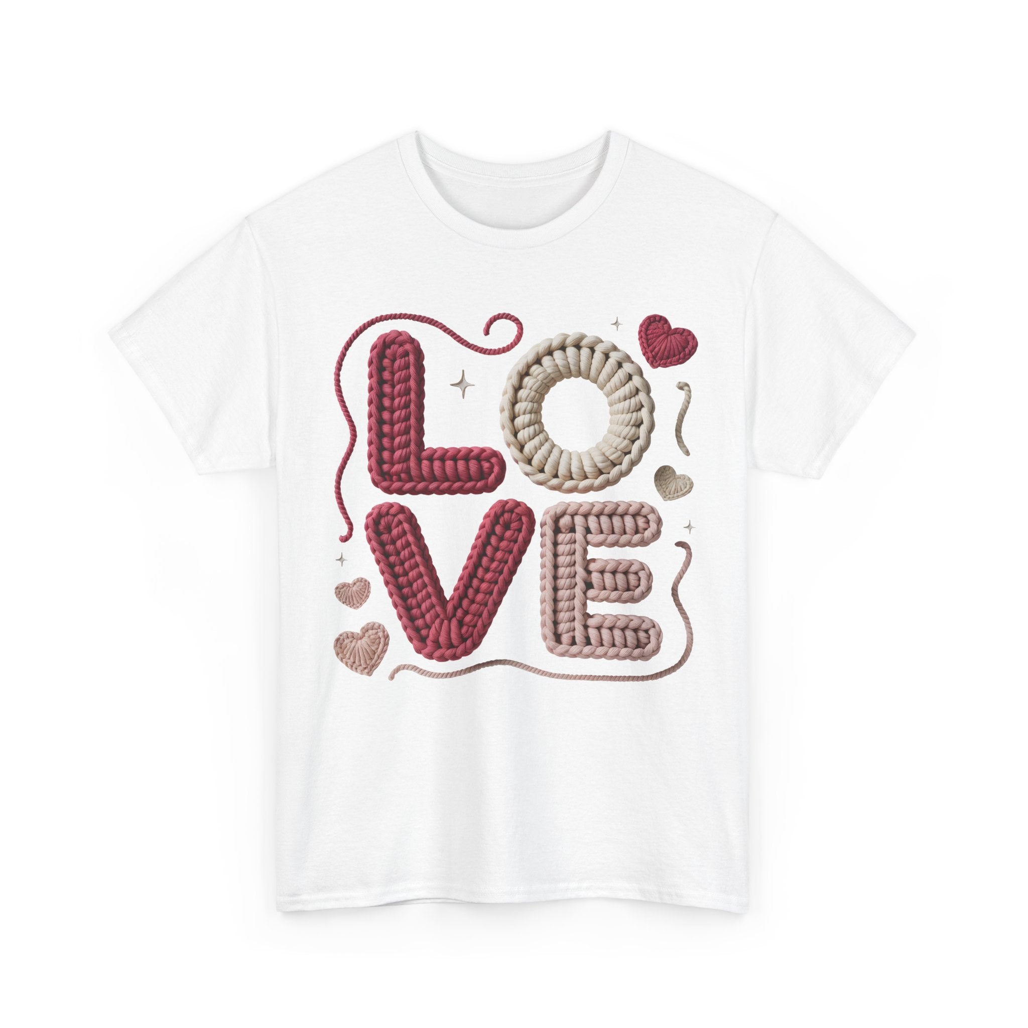 LOVE Faux Yarn Heart Unisex Cotton Tee