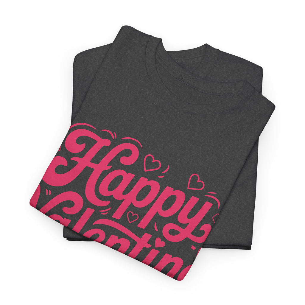 Happy Valentine Day Tee — Pink Heart & Love Icons Valentine's Unisex Cotton Shirt