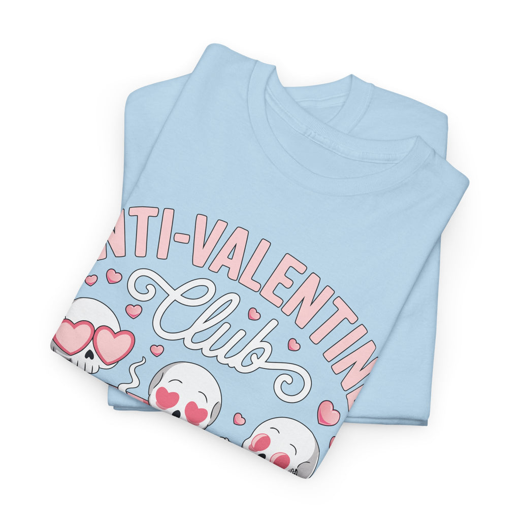 Anti-Valentine Club Skeleton Tee — Anti-Romance Pink Couch Graphic Unisex Cotton T-Shirt