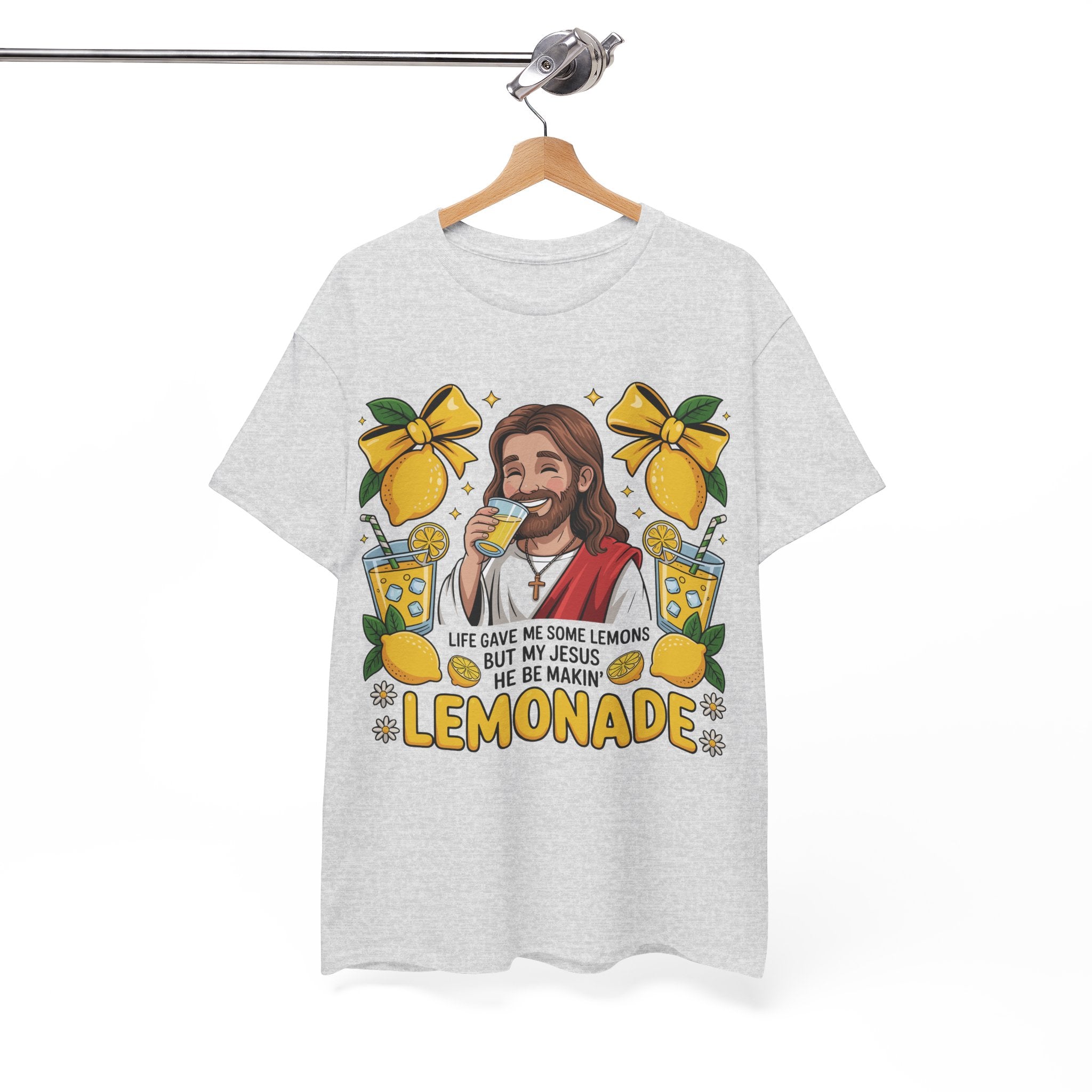 Jesus Drinking Lemonade T-Shirt — "Life Gave Me Some Lemons" Christian Unisex Cotton Tee