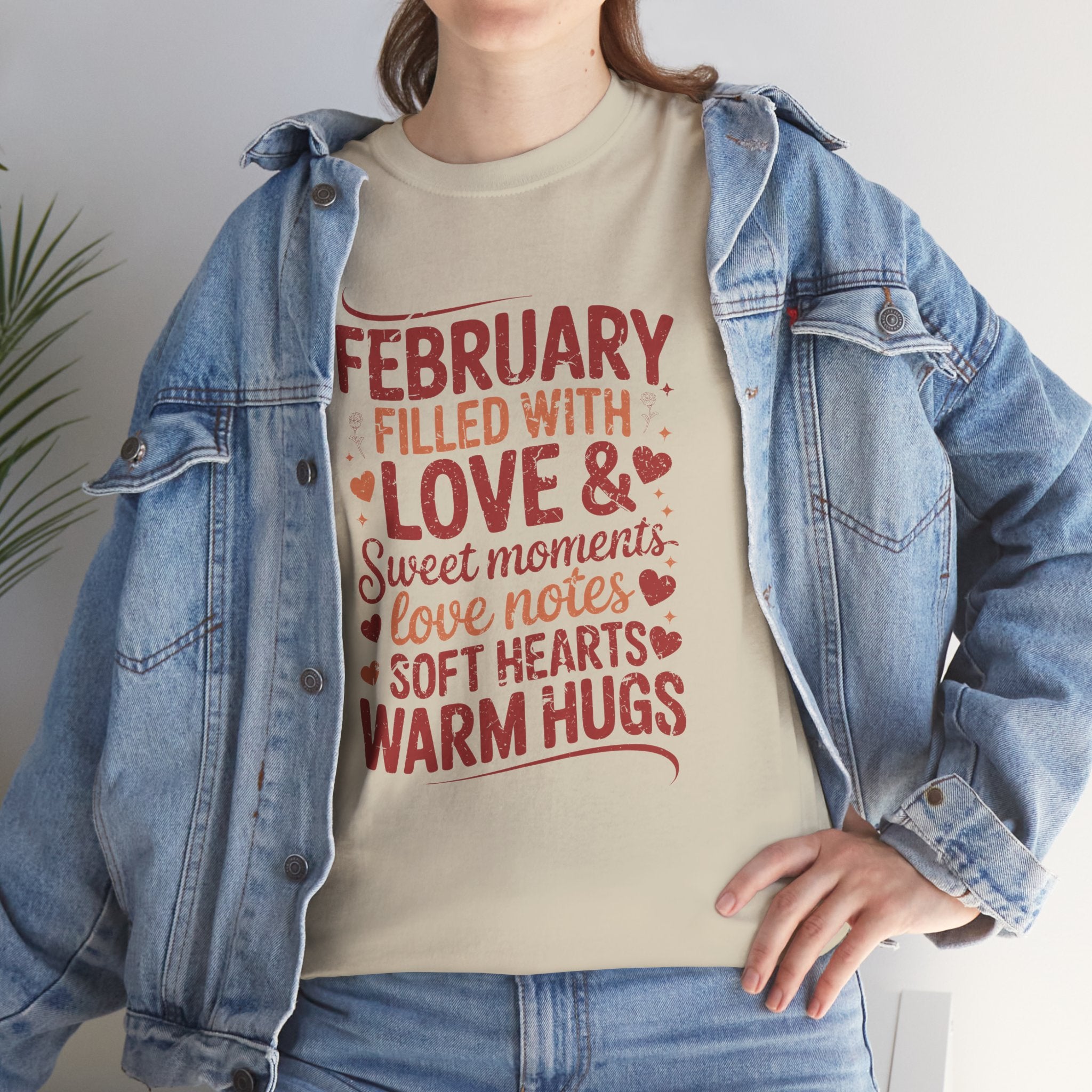 February Filled With Love Tee — Cozy Love Notes Valentine's Unisex Cotton Tshirt