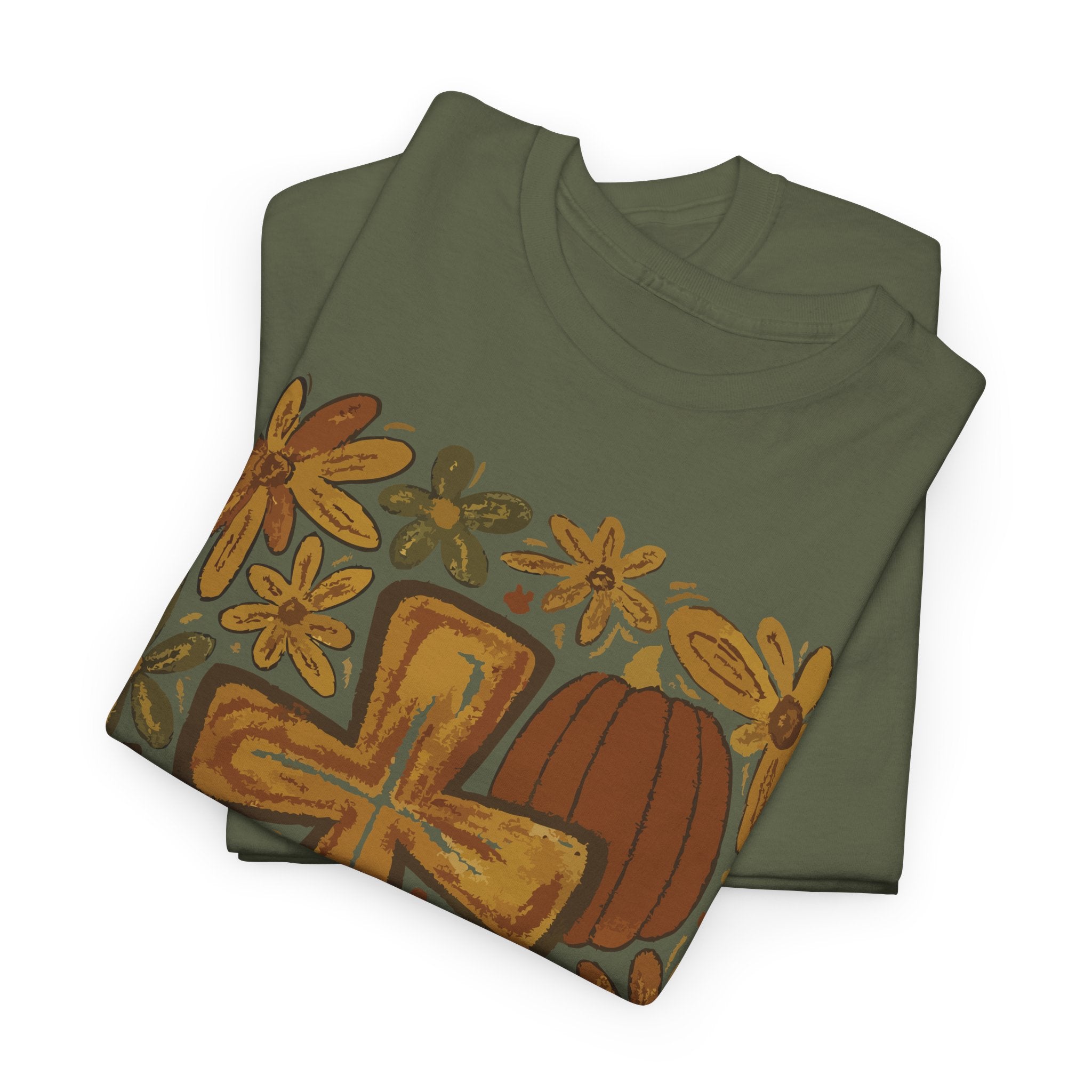 Autumn Cross Tee — Rustic Pumpkin & Fall Floral Christian Unisaex Cotton T-Shirt