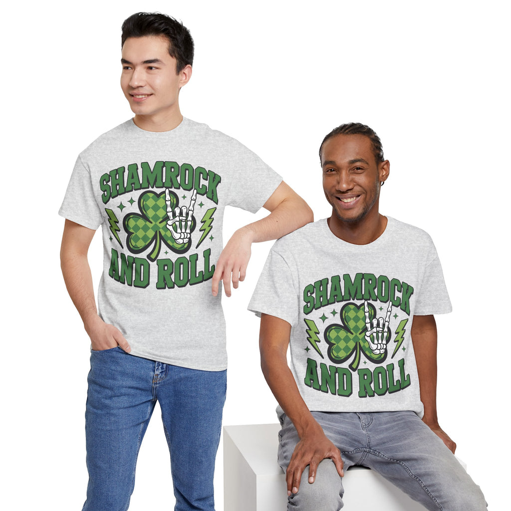 Shamrock and Roll Tee — Skeleton Hand & Lightning St. Patrick’s Rock Unisex Cotton Shirt