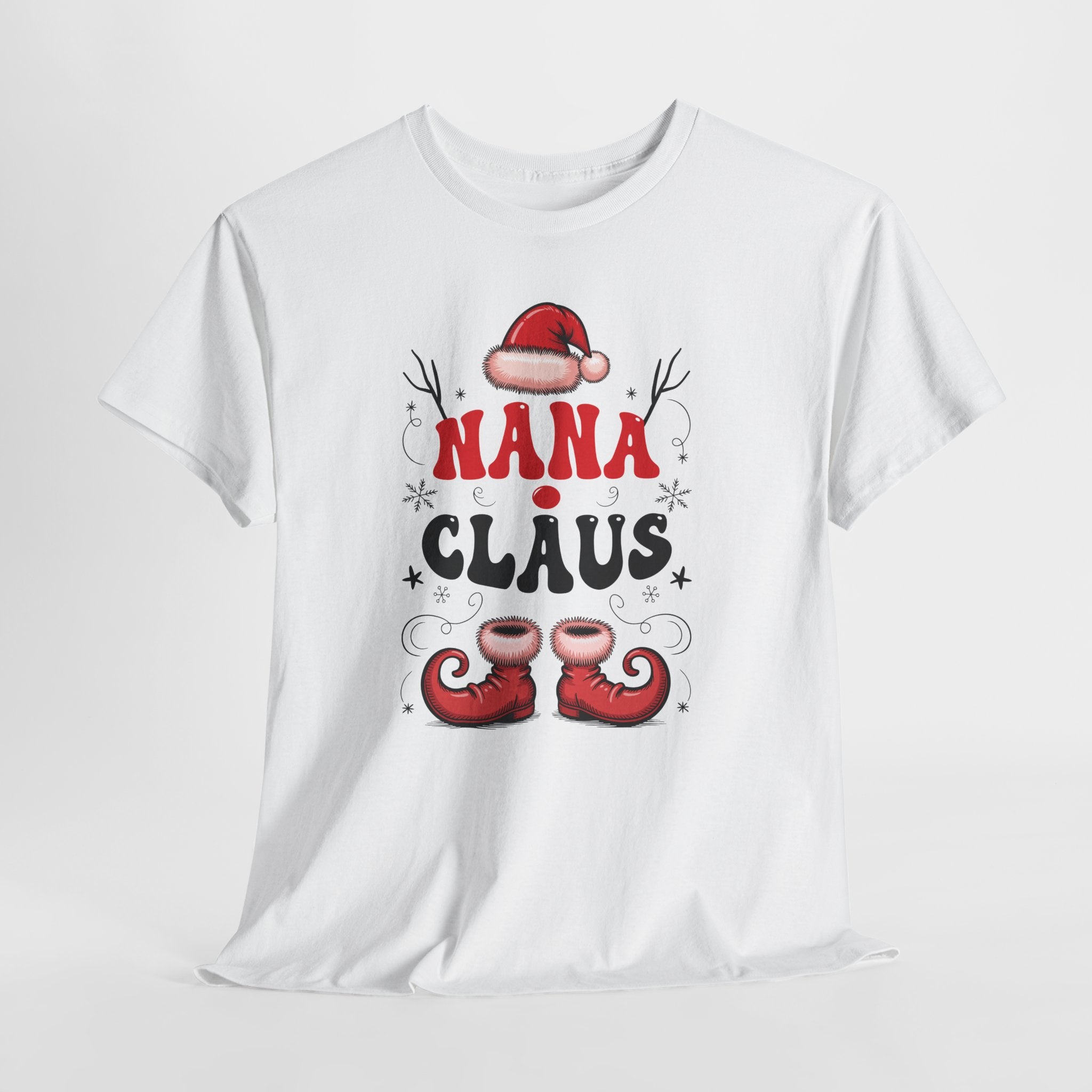 Nana Christmas T-Shirt — Santa Hat & Elf Boots Holiday Unisex Cotton Tee
