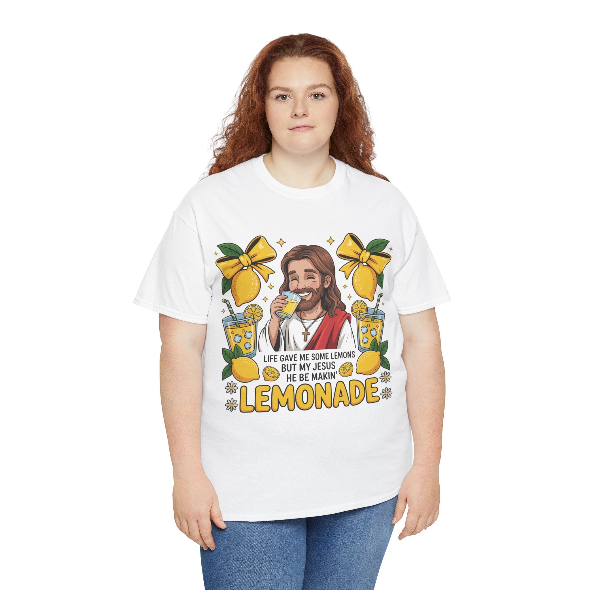 Jesus Drinking Lemonade T-Shirt — "Life Gave Me Some Lemons" Christian Unisex Cotton Tee