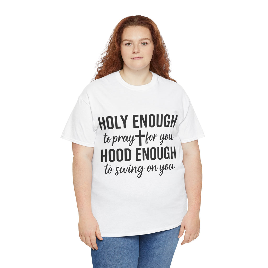 Holy Enough Christian T‑Shirt — Modern Hand‑Lettered Faith Unisex CottonTee