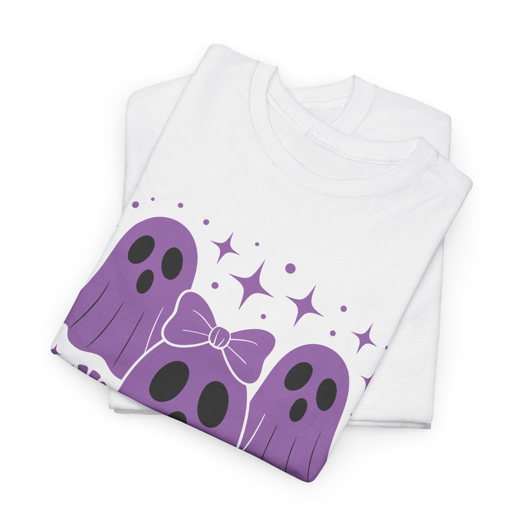 Purple Ghost Halloween Unisex Cotton Tee