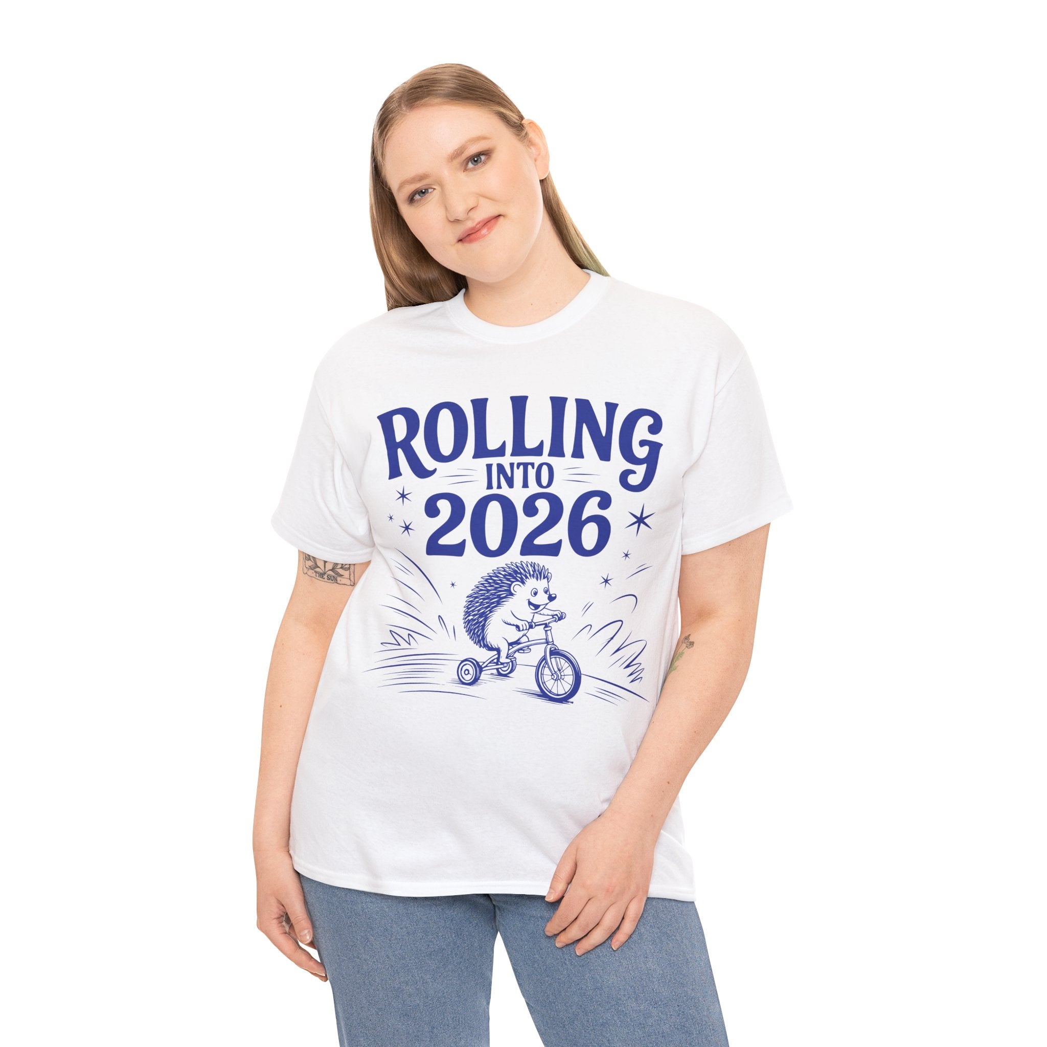 Rolling Into 2026 Hedgehog Tricycle Unisex Cotton Tee