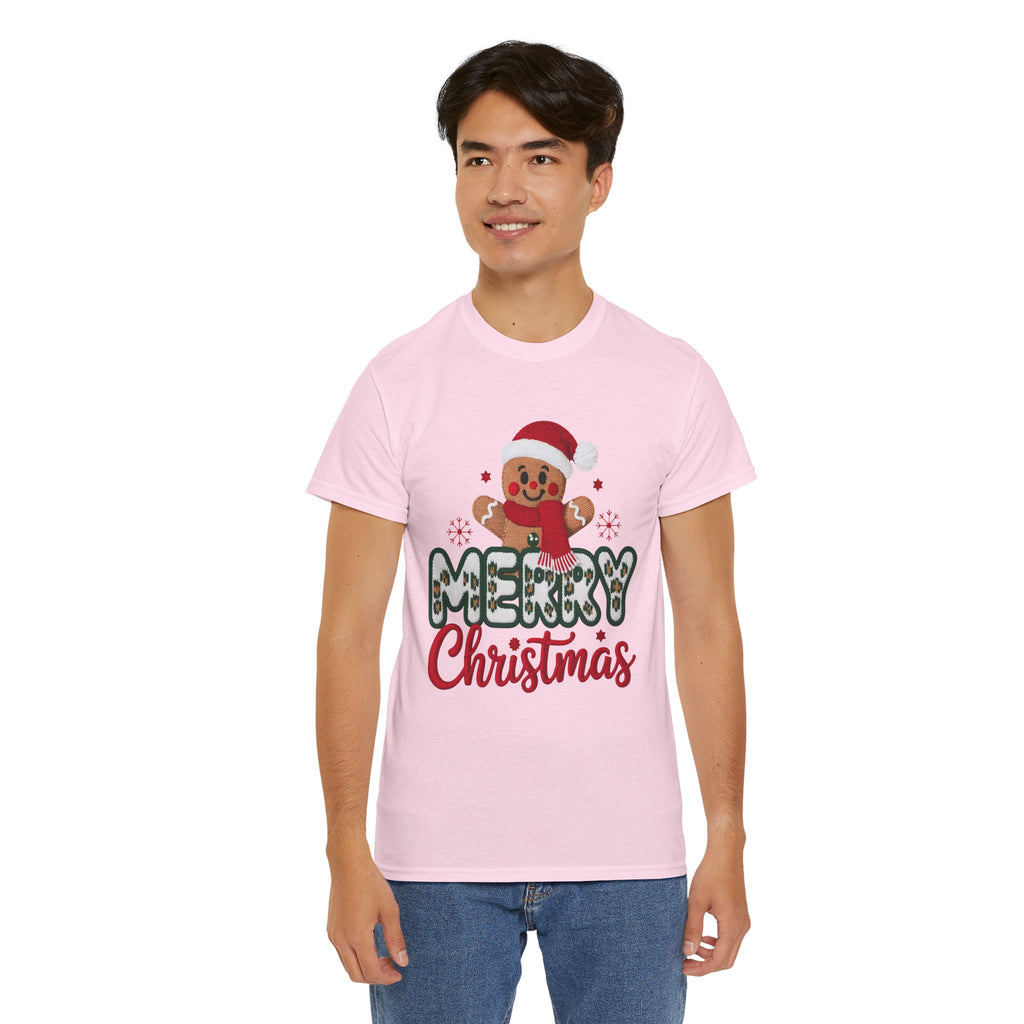 Gingerbread Santa 'Merry Christmas' Unisex Cotton Tee T-Shirt