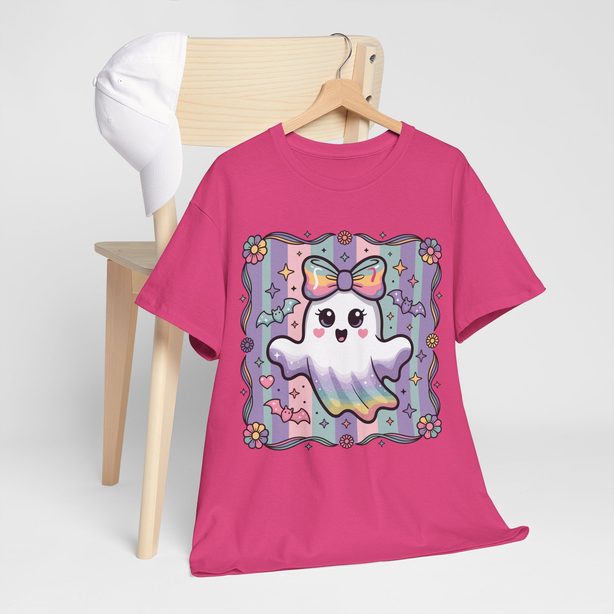 Pastel Ghost Rainbow Bow Unisex Cotton Tee